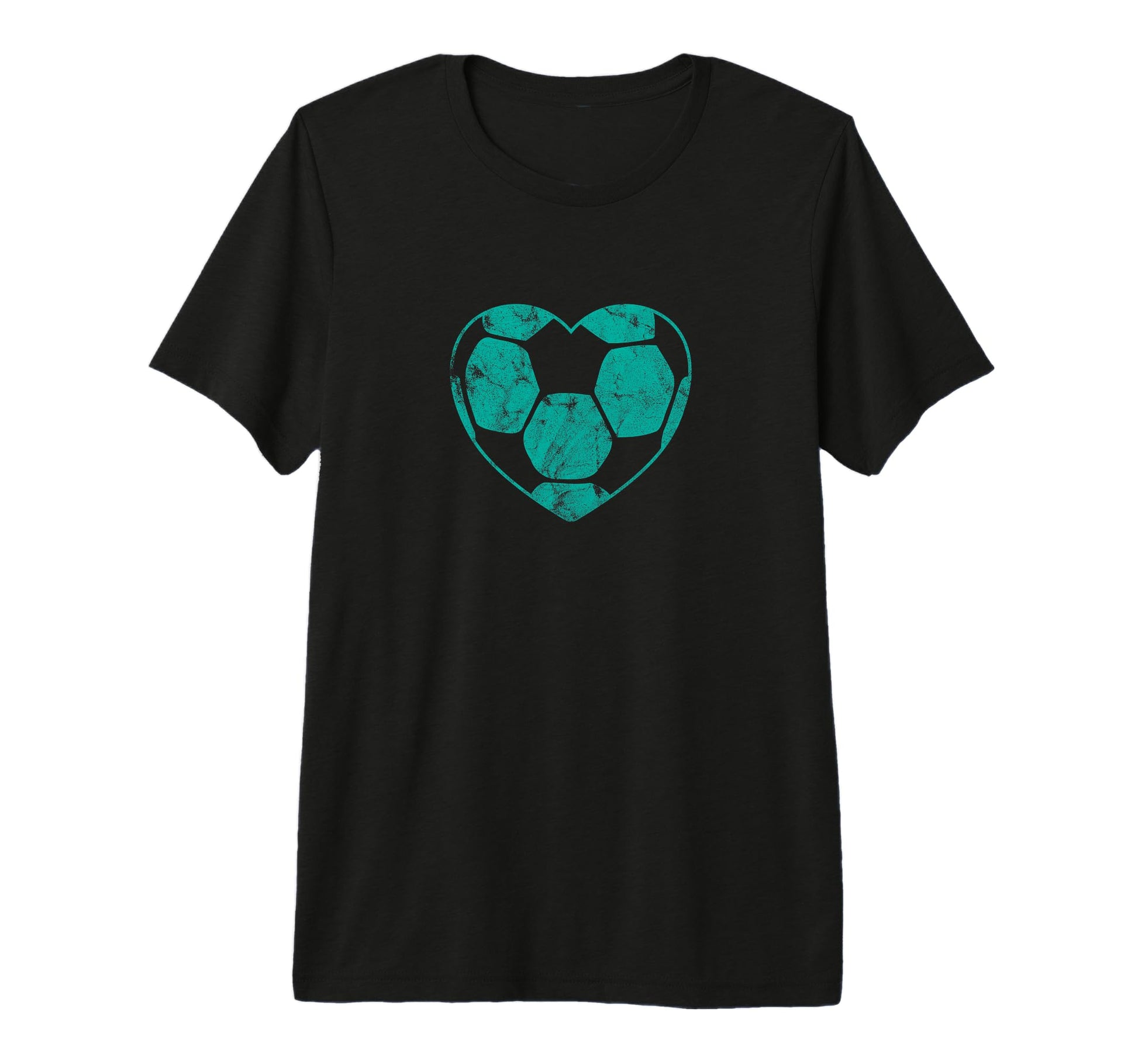 Soccer Ball Teal Heart Mom Fan Parent T-Shirt - Custom Art Print Men Women - T-Shirt, Sweatshirt, Hoodie
