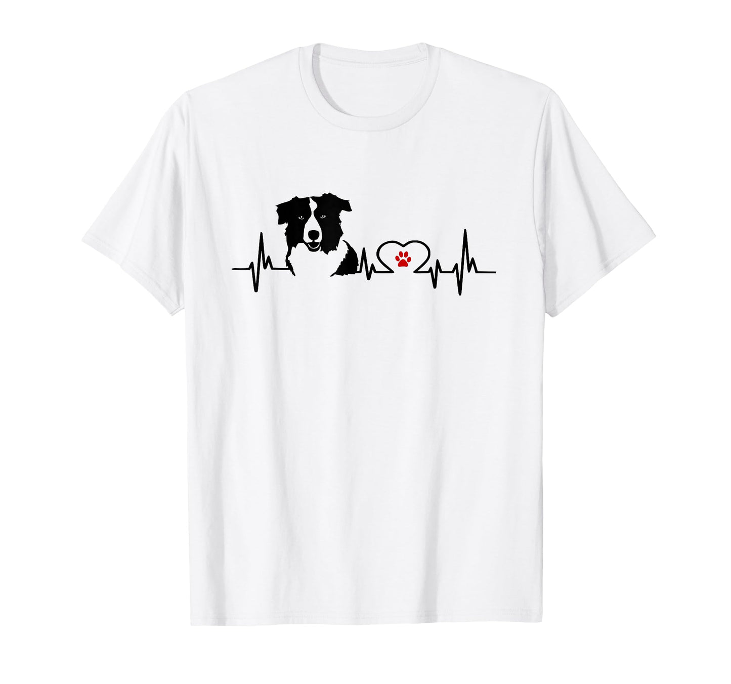 Border Collie Heartbeat Heart Line Gift T-Shirt - Novelty Apparel Men Women - T-Shirt, Sweatshirt, Hoodie