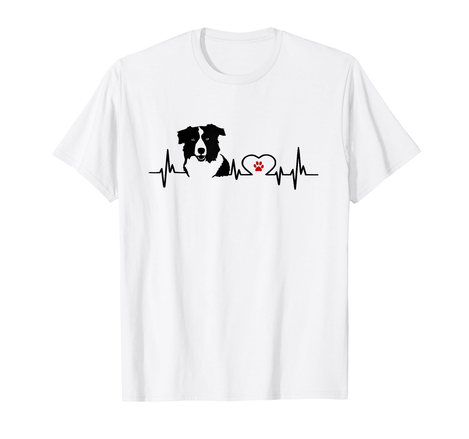 Border Collie Heartbeat Heart Line Gift T-Shirt - Novelty Apparel Men Women - T-Shirt, Sweatshirt, Hoodie