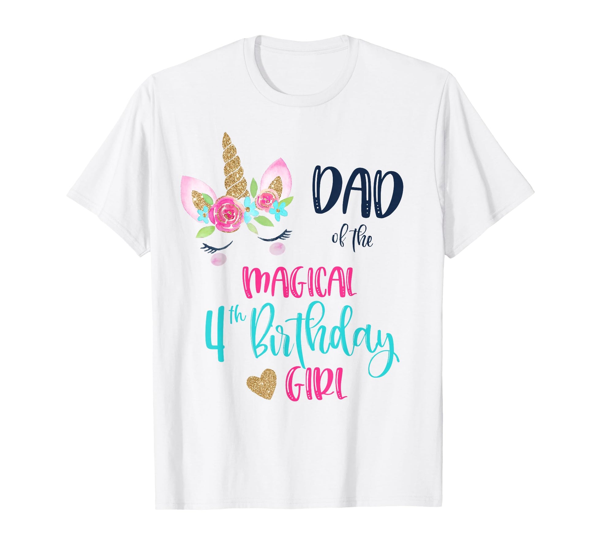 Unicorn Dad 4Th Birthday Matching Papa T-Shirt - Novelty Apparel for Adults - T-Shirt, Sweatshirt, Hoodie