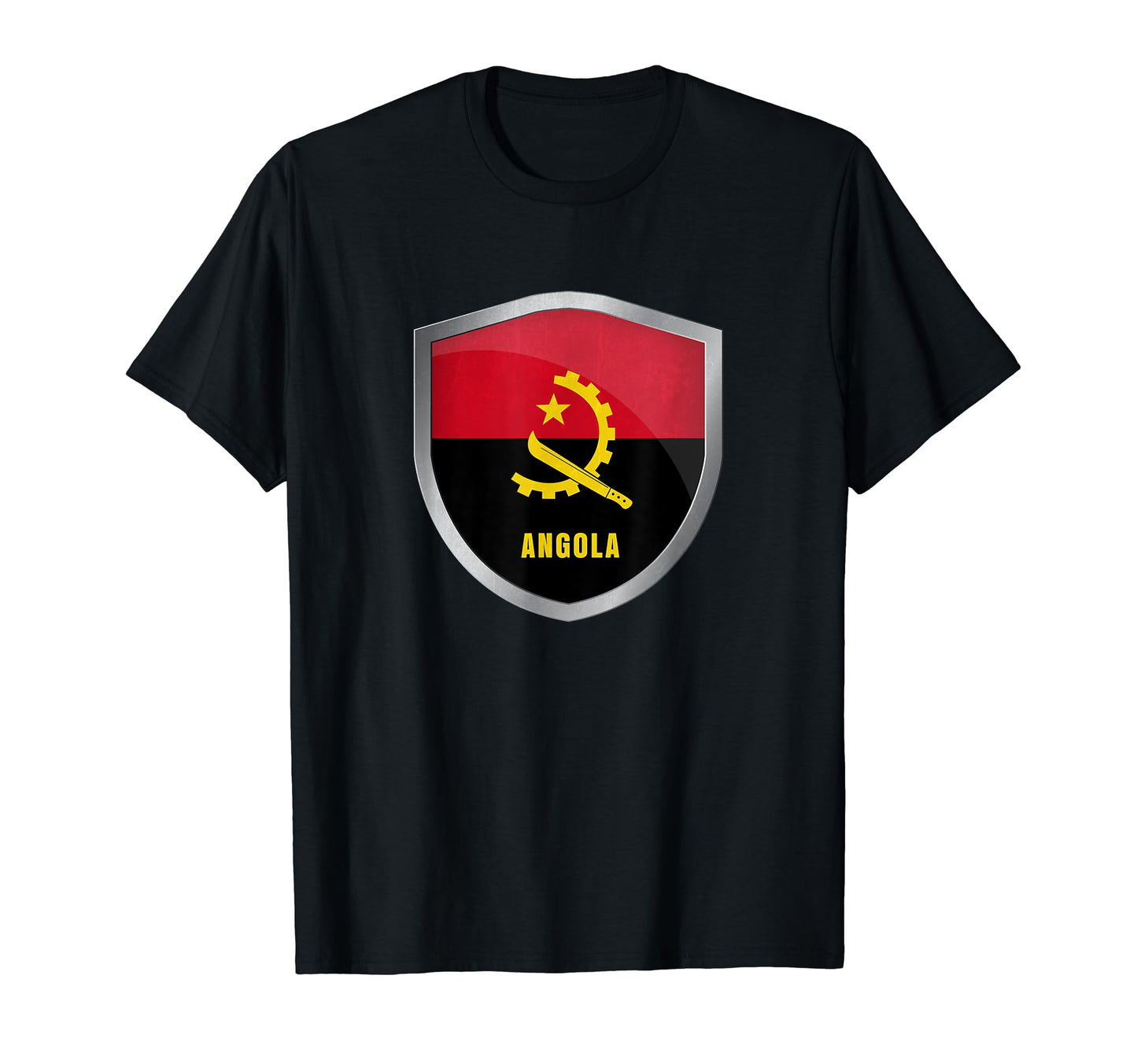 Angola Flag Badge Soccer Fans T-Shirt - Unique Graphic for Adults - T-Shirt, Sweatshirt, Hoodie