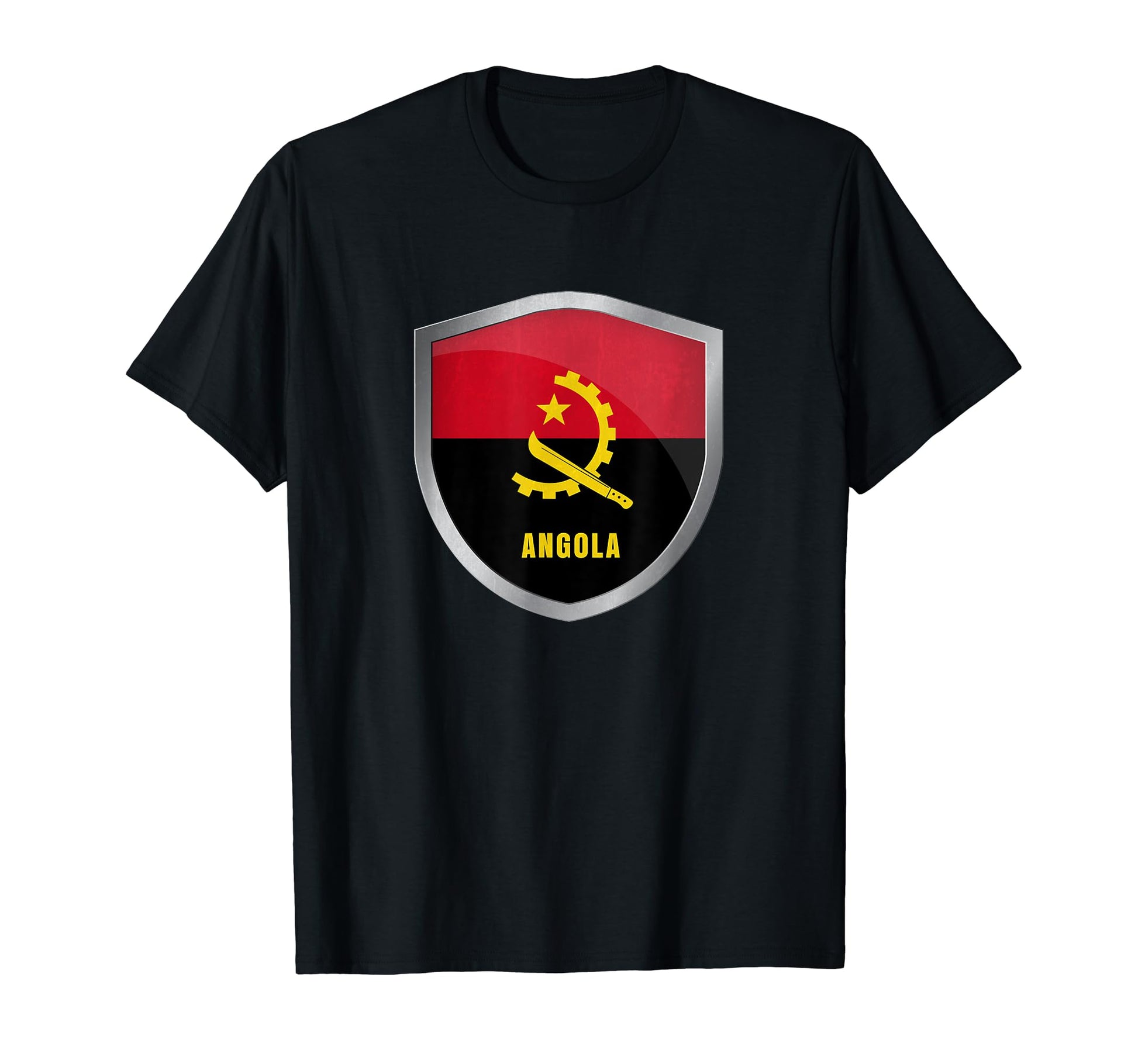 Angola Flag Badge Soccer Fans T-Shirt - Unique Graphic for Adults - T-Shirt, Sweatshirt, Hoodie
