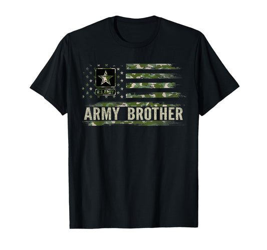 Army Brother Camo American Flag T-Shirt - Casual Everyday Wear Unisex - T-Shirt, Sweatshirt, Hoodie