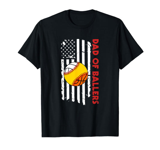 American Flag Dad Ballers Volleyball T-Shirt - Graphic Print Unisex - T-Shirt, Sweatshirt, Hoodie