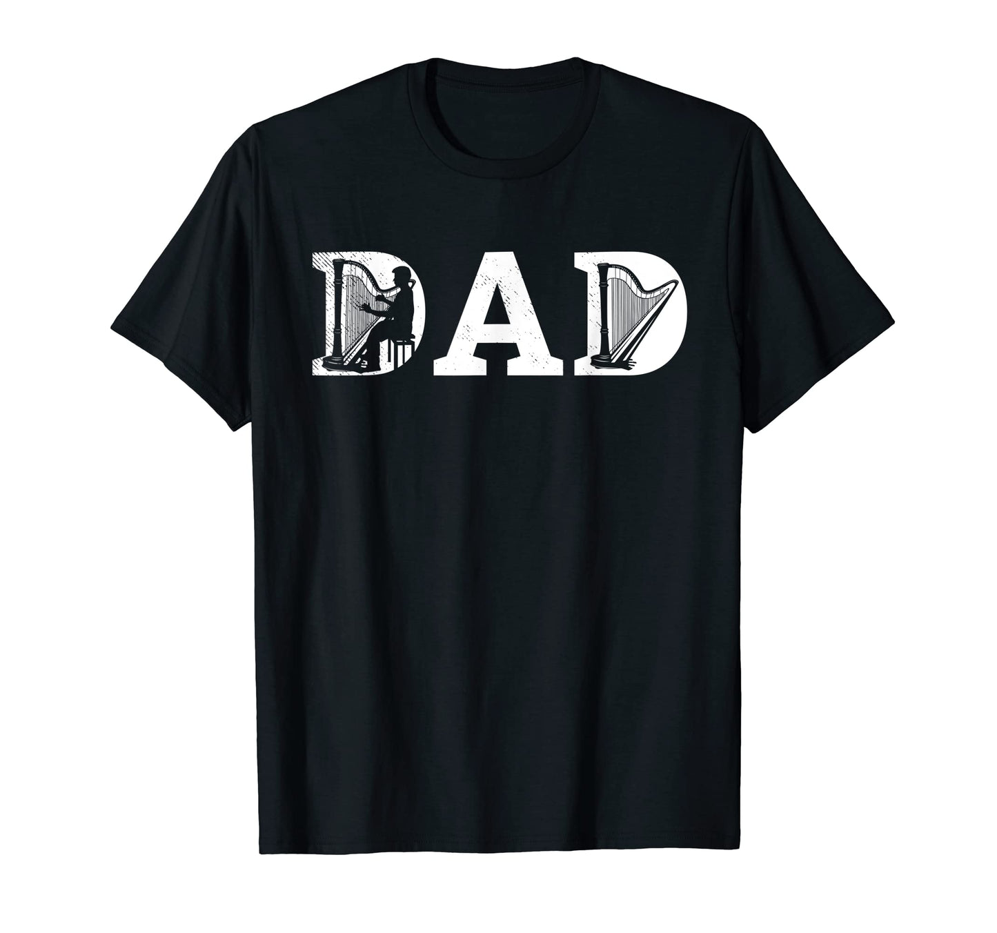 Harp Musicians Dad Artsy Art T-Shirt - Novelty Apparel for Adults - T-Shirt, Sweatshirt, Hoodie