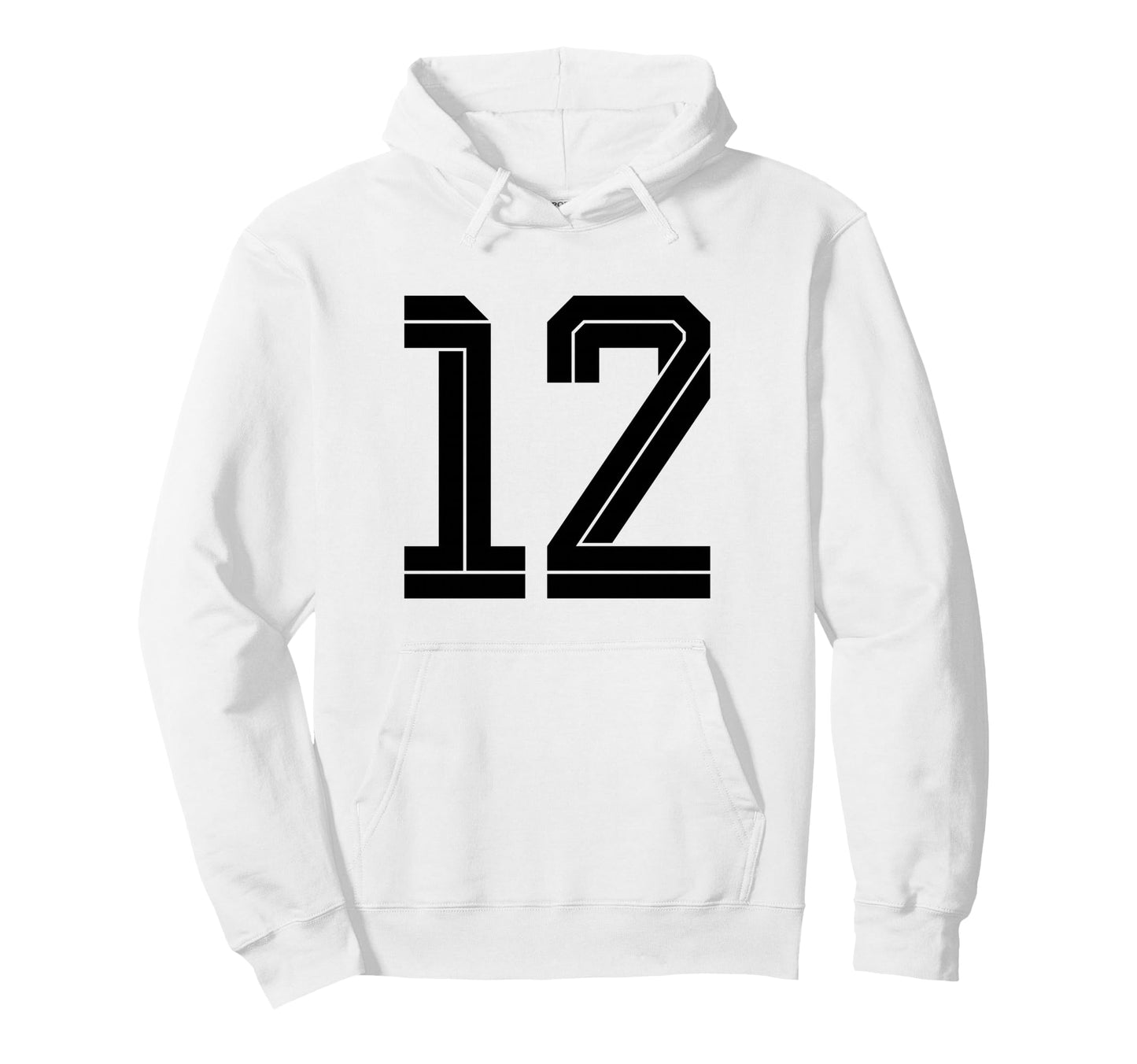 12 White Number 12 Sports Fan Soccer Hoodie - Streetwear Style for Adults - T-Shirt, Sweatshirt, Hoodie