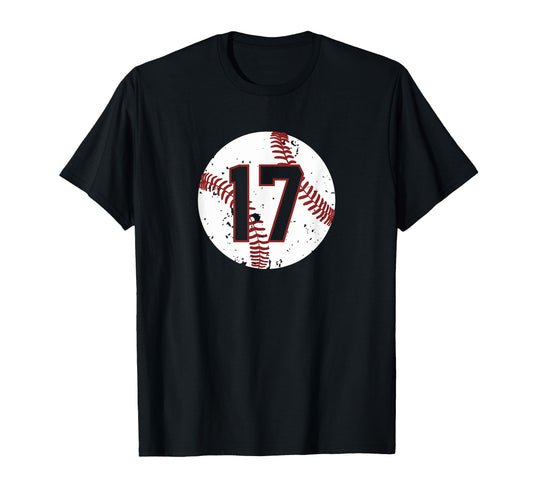 Baseball Number 17 Softball Mom Gift T-Shirt - Trendy Graphic Unisex - T-Shirt, Sweatshirt, Hoodie