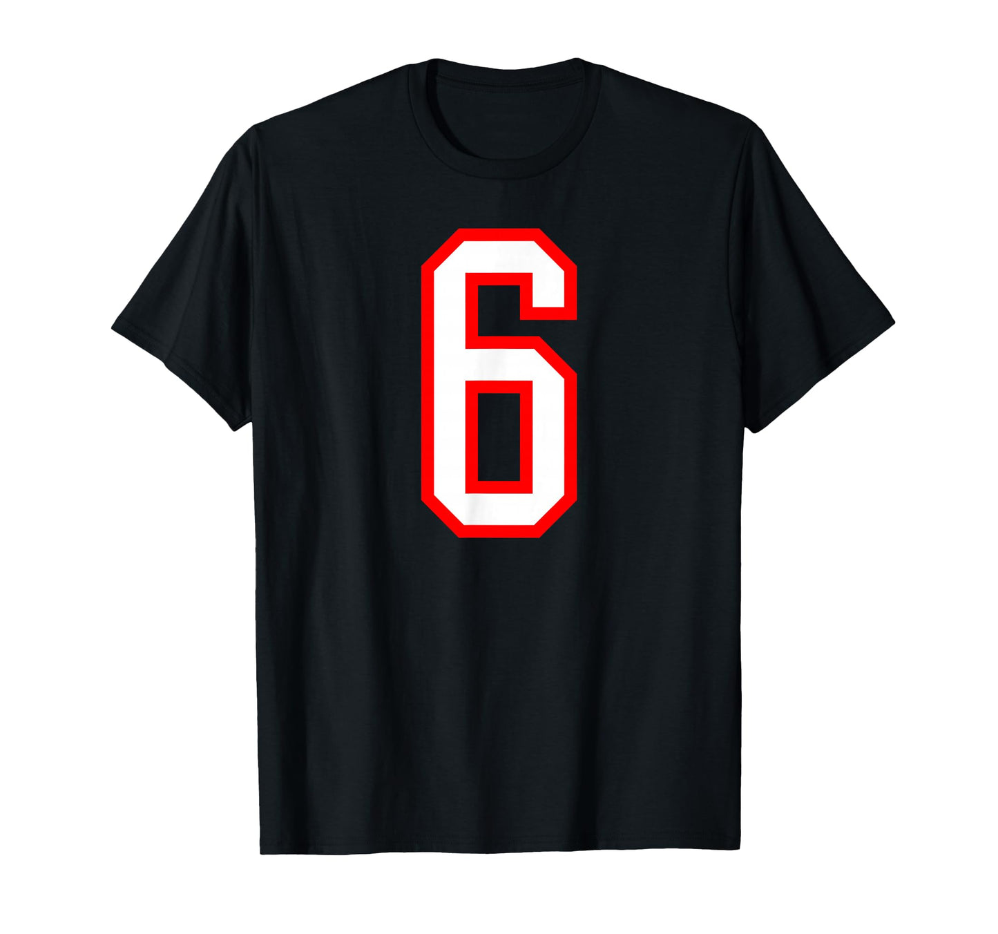 White Red Sports Team Number 6 T-Shirt - Trendy Graphic for Adults - T-Shirt, Sweatshirt, Hoodie
