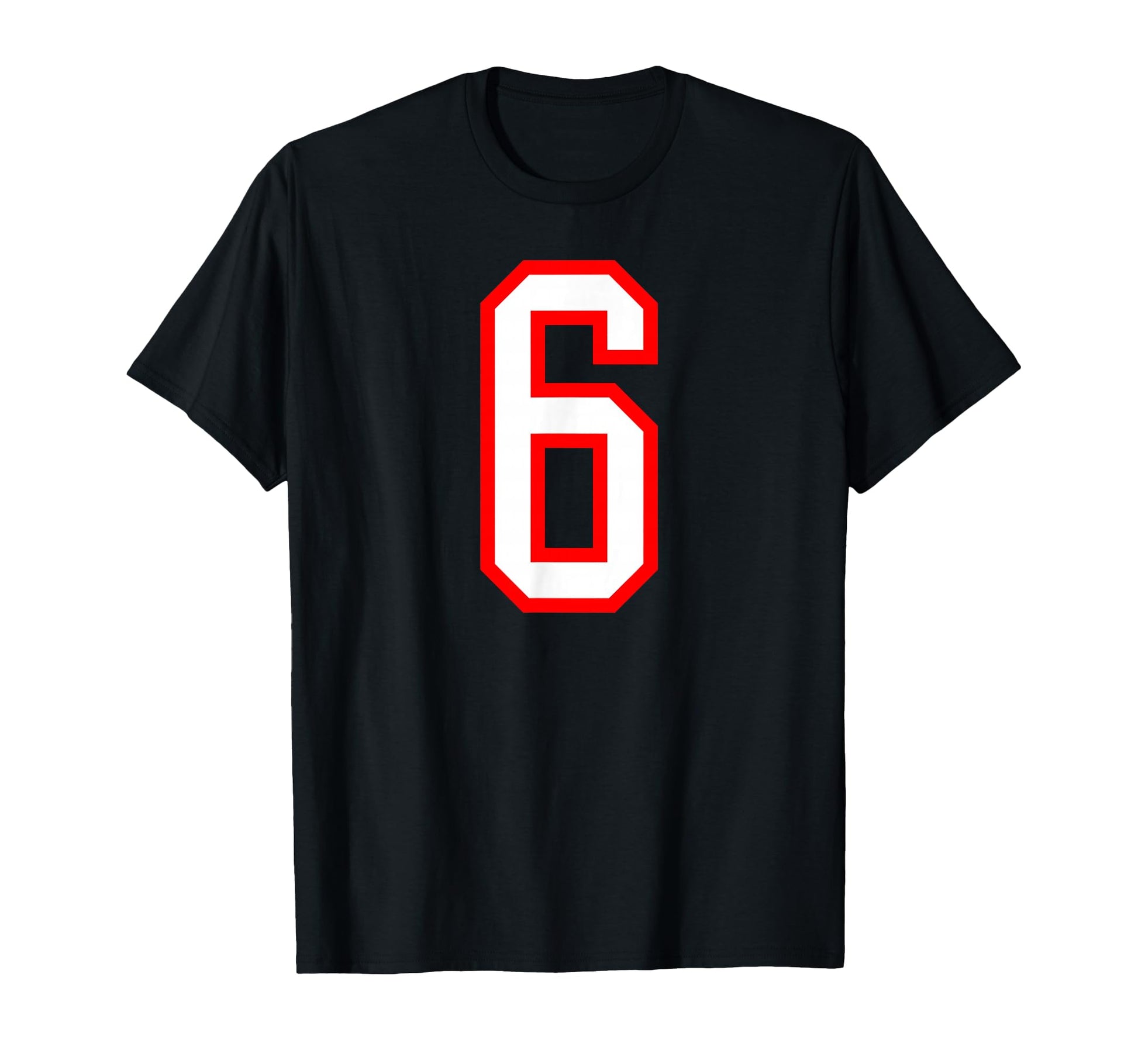 White Red Sports Team Number 6 T-Shirt - Trendy Graphic for Adults - T-Shirt, Sweatshirt, Hoodie