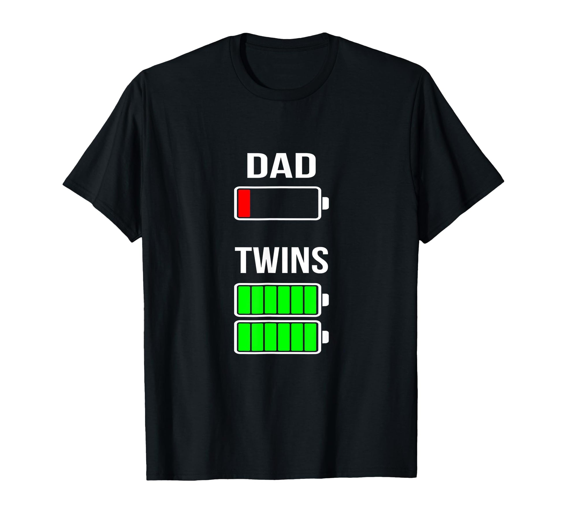 Mens Tired Dad Low Battery Twins Full T-Shirt - Minimalist Print Unisex - T-Shirt, Sweatshirt, Hoodie