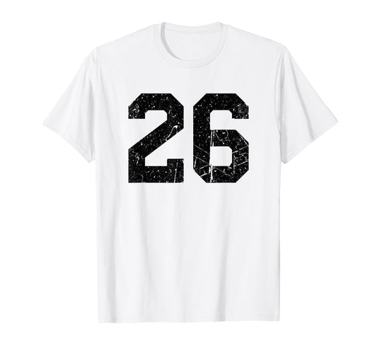 26 Distressed Black Sports Team Number T-Shirt - Streetwear Style Unisex - T-Shirt, Sweatshirt, Hoodie