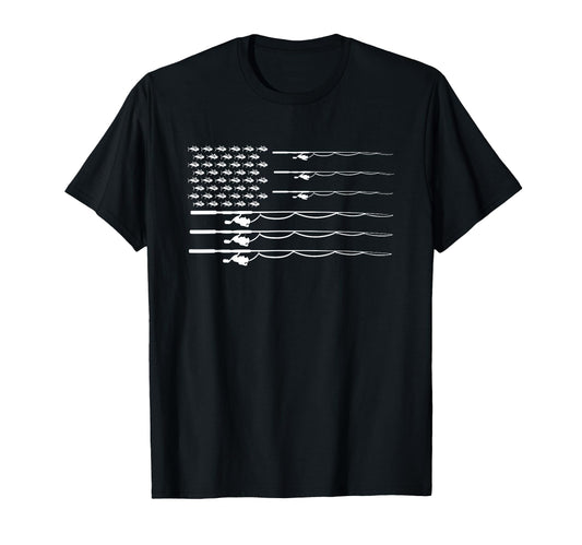 American Flag Fishing Fathers Day T-Shirt - Fun Novelty Design Unisex - T-Shirt, Sweatshirt, Hoodie