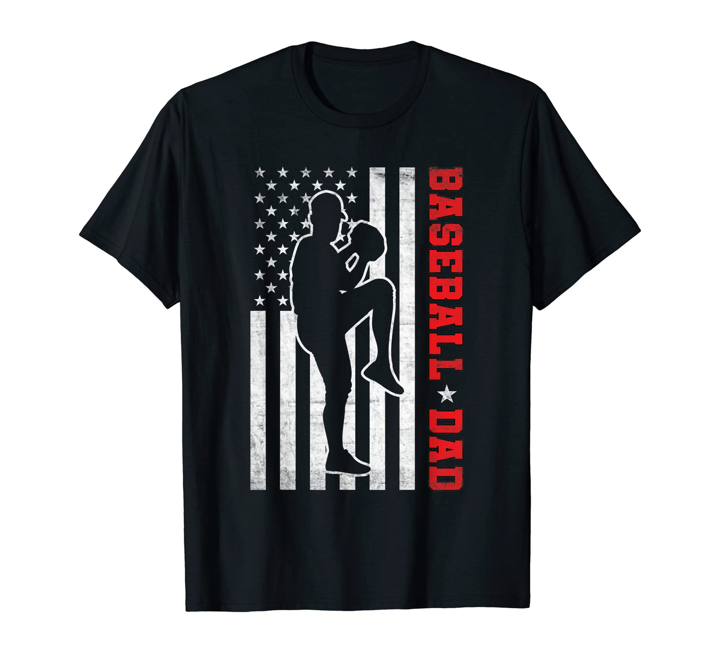 Mens Baseball Dad American Flag T-Shirt - Unique Graphic for Adults - T-Shirt, Sweatshirt, Hoodie