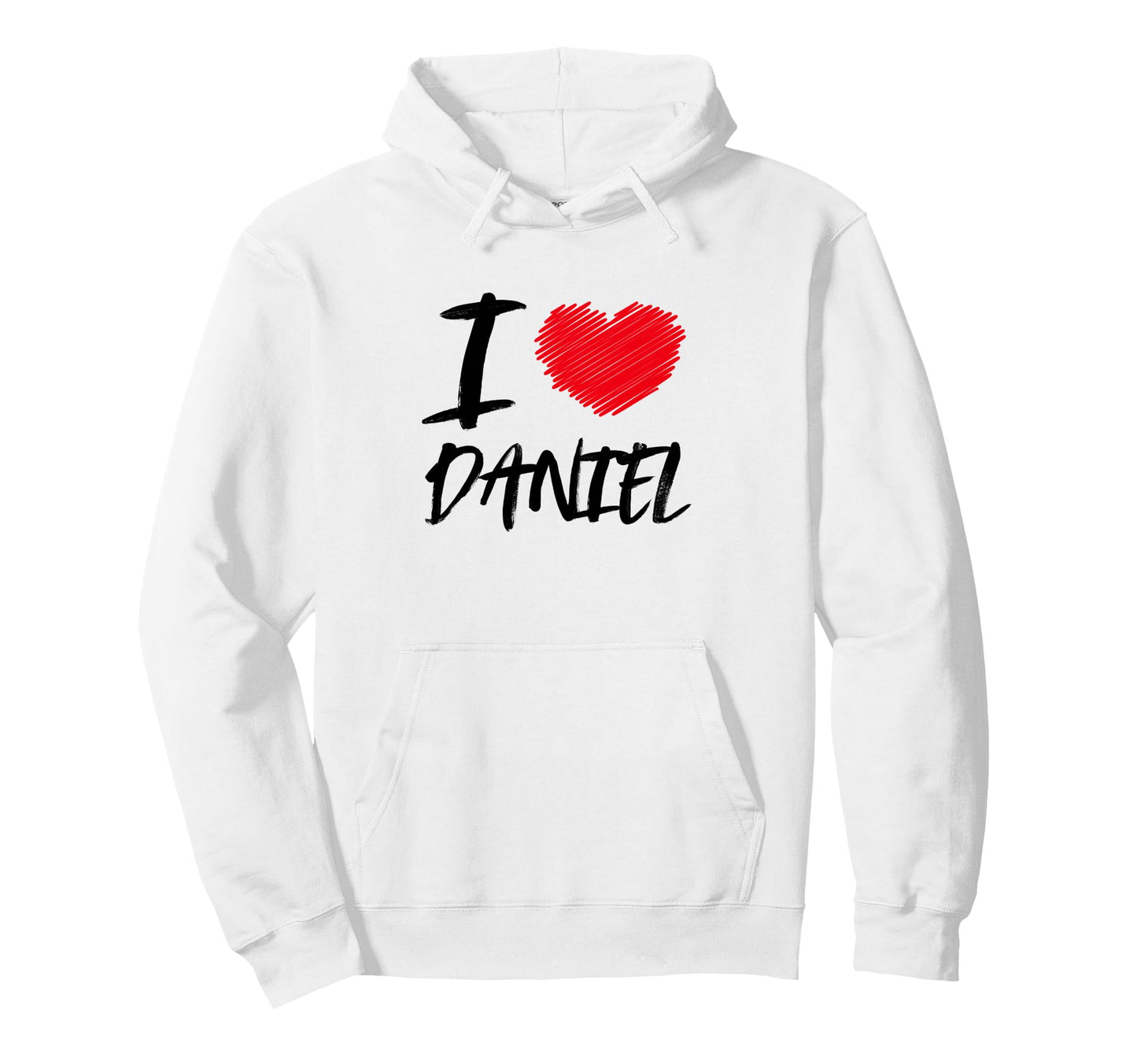 I Love Daniel Red Heart Dad Boyfriend Hoodie - Trendy Graphic for Adults - T-Shirt, Sweatshirt, Hoodie