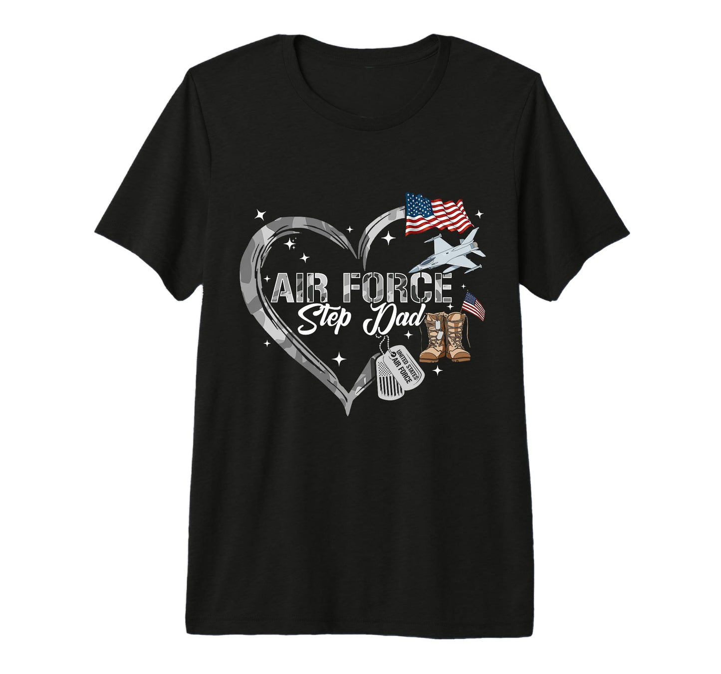 Mens Proud Air Force Step Dad Us Camo T-Shirt - Graphic Print for Adults - T-Shirt, Sweatshirt, Hoodie