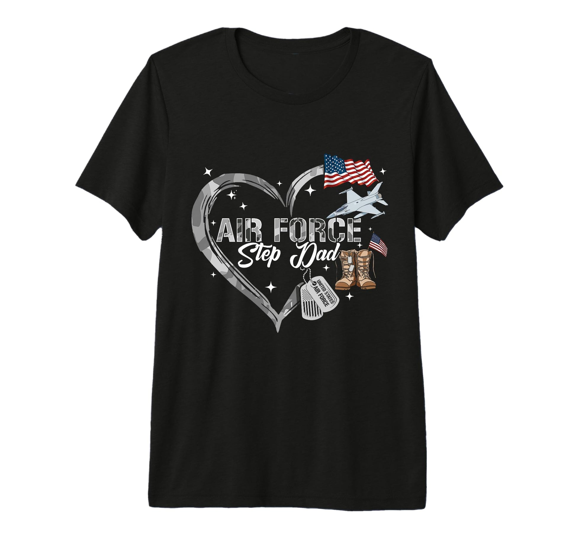 Mens Proud Air Force Step Dad Us Camo T-Shirt - Graphic Print for Adults - T-Shirt, Sweatshirt, Hoodie