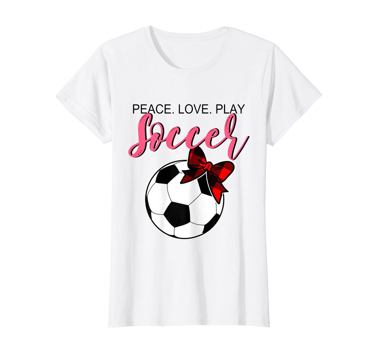 Peace Love Soccer Bow Teen Soccer Mom T-Shirt - Minimalist Print Men Women - T-Shirt, Sweatshirt, Hoodie
