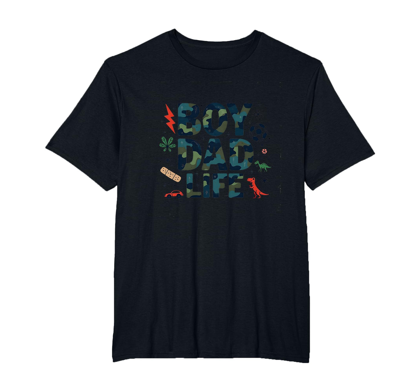 Dad Life Adventure Camo Dinosaur Soccer T-Shirt - Minimalist Print Unisex - T-Shirt, Sweatshirt, Hoodie