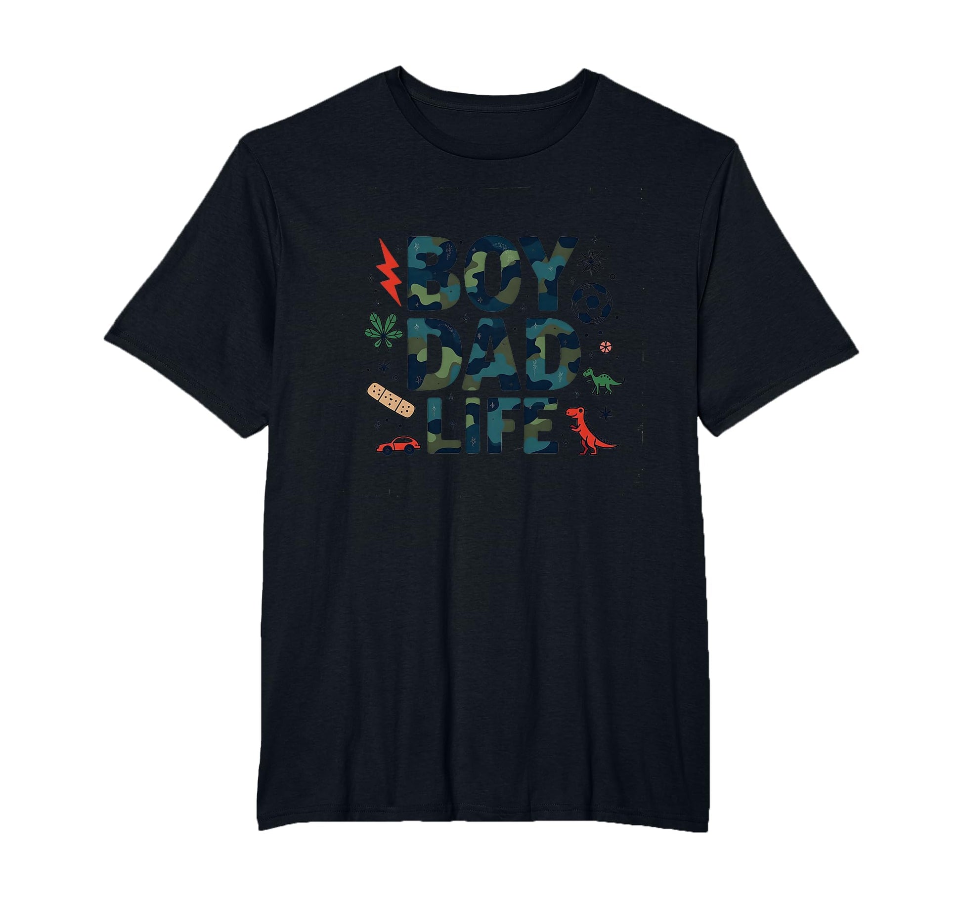 Dad Life Adventure Camo Dinosaur Soccer T-Shirt - Aesthetic Graphic Unisex - T-Shirt, Sweatshirt, Hoodie