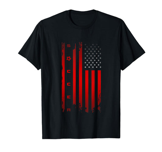 American Flag Soccer Soccer T-Shirt - Fun Novelty Design Men Women - T-Shirt, Sweatshirt, Hoodie