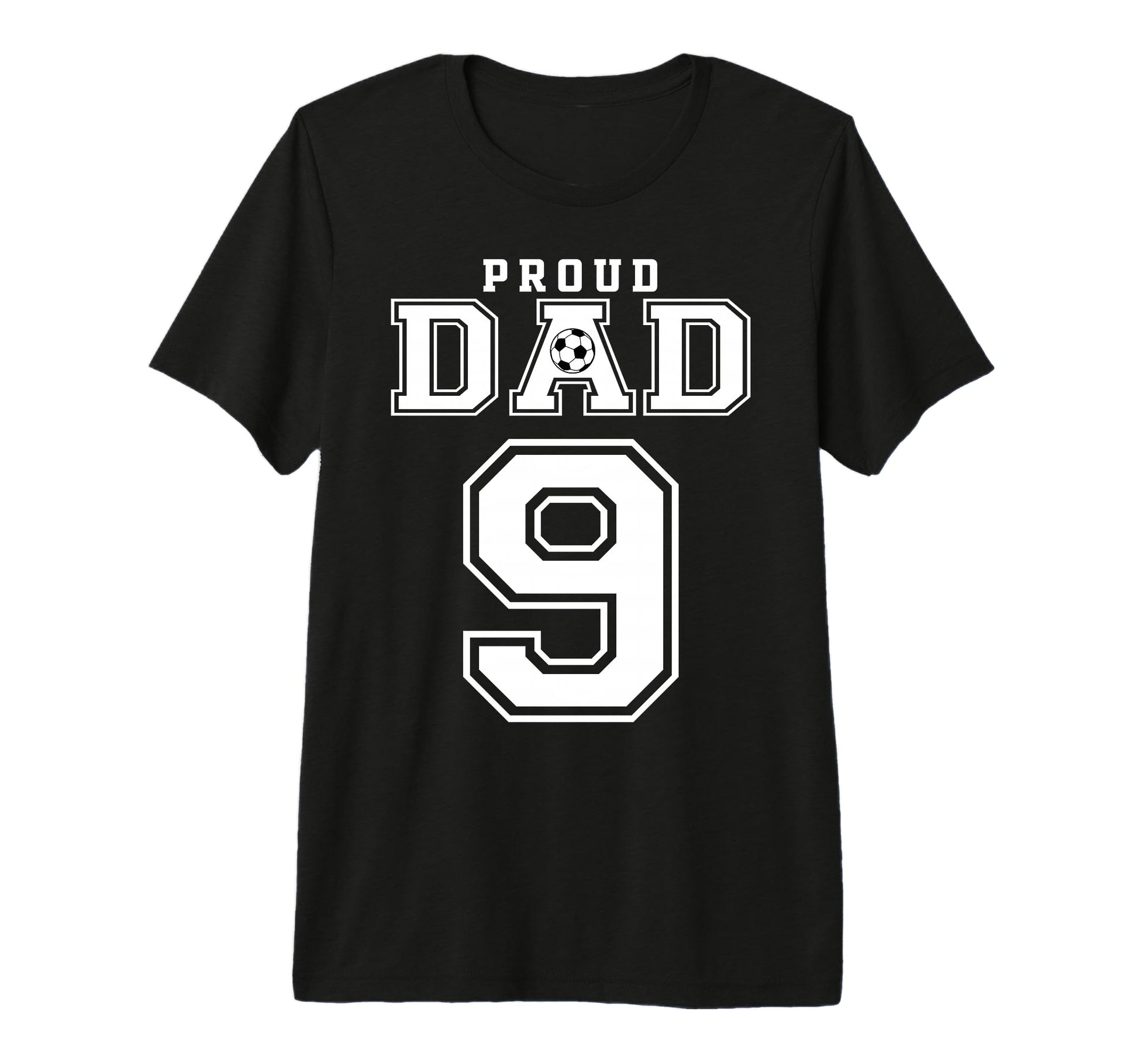 Number 9 Custom Proud Soccer Futbol T-Shirt - Trendy Graphic for Adults - T-Shirt, Sweatshirt, Hoodie