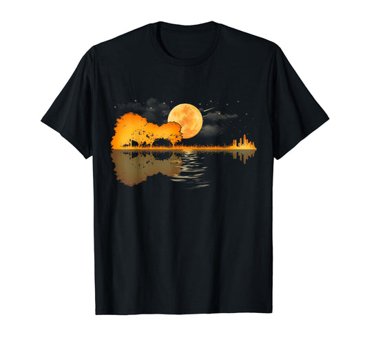 Acoustic Guitar Lake Reflections Tree T-Shirt - Custom Art Print Men Women - T-Shirt, Sweatshirt, Hoodie
