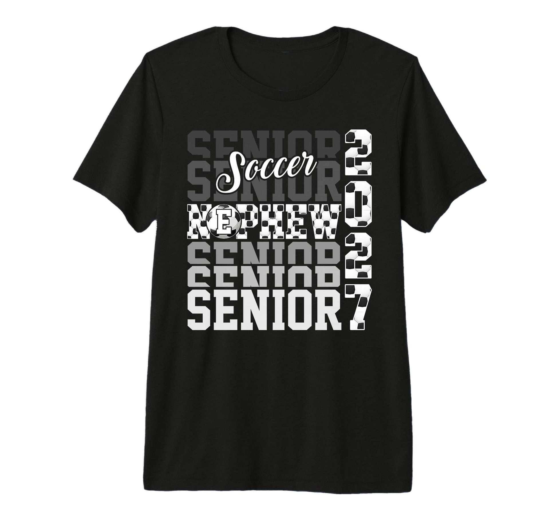 Senior 2027 Soccer Nephew Proud T-Shirt - Custom Art Print Men Women - T-Shirt, Sweatshirt, Hoodie