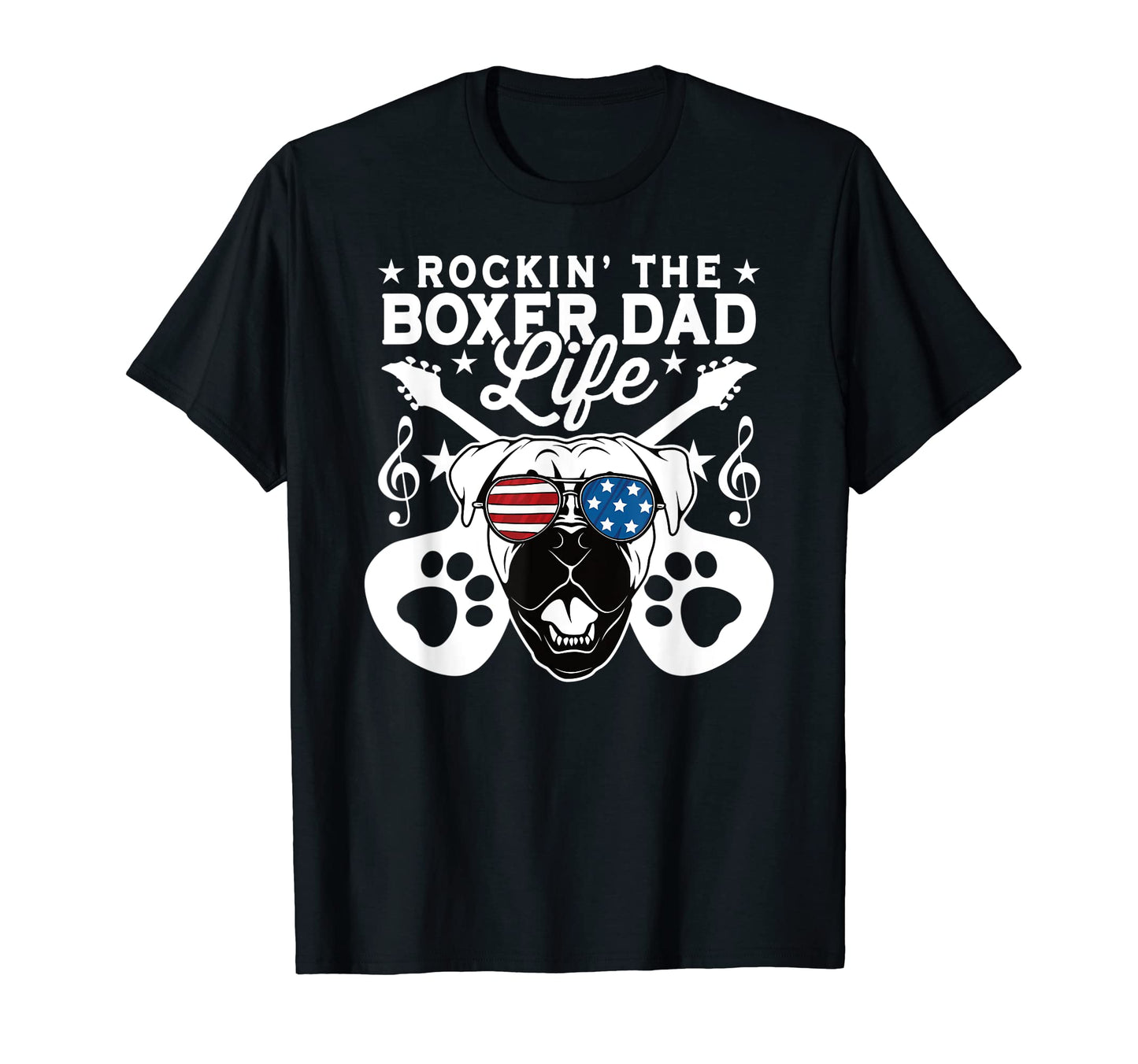 Mens Rockin Boxer Dad Life Dog Lover T-Shirt - Aesthetic Graphic Men Women - T-Shirt, Sweatshirt, Hoodie