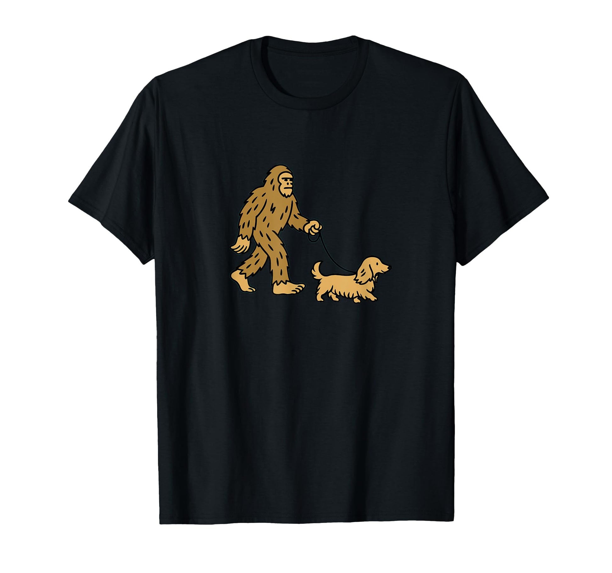 Bigfoot Walking Dachshund Doxie T-Shirt - Aesthetic Graphic for Adults - T-Shirt, Sweatshirt, Hoodie