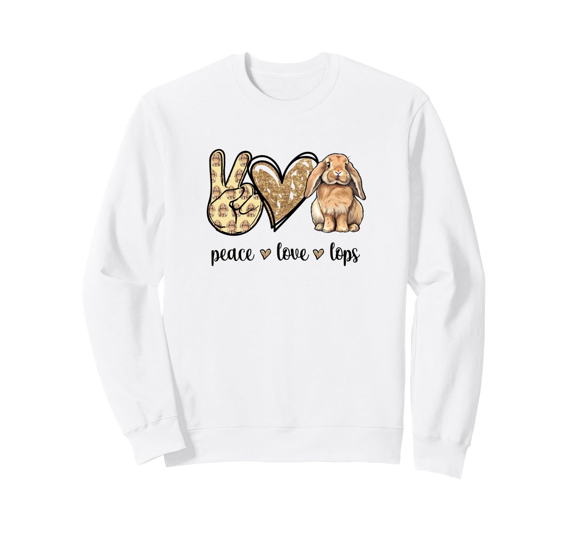 Womens Peace Love Mini Holland Lop Sweatshirt - Novelty Apparel Men Women - T-Shirt, Sweatshirt, Hoodie