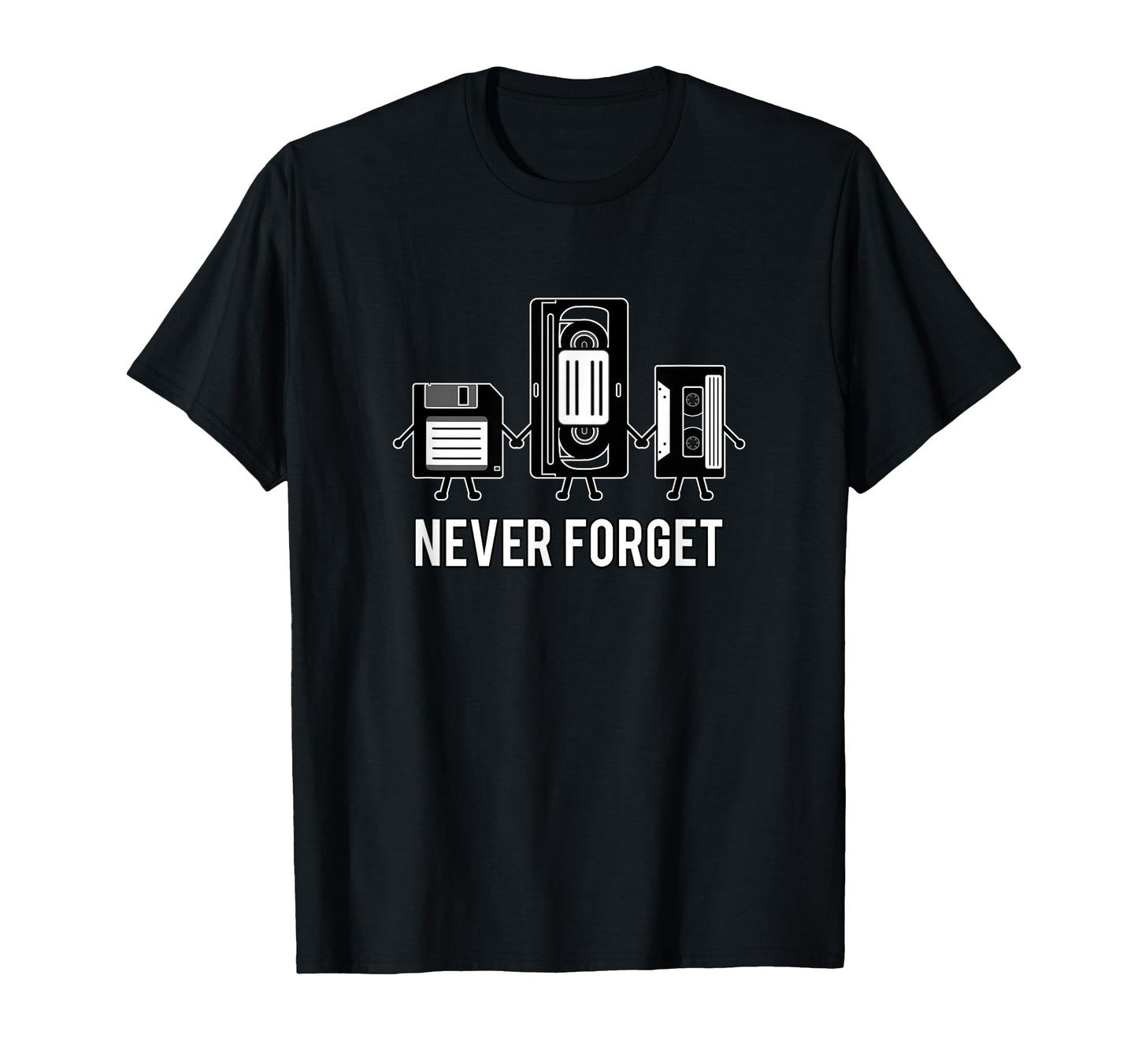 Never Forget Media Floppy Disk Vhs T-Shirt - Unique Graphic Men Women - T-Shirt, Sweatshirt, Hoodie