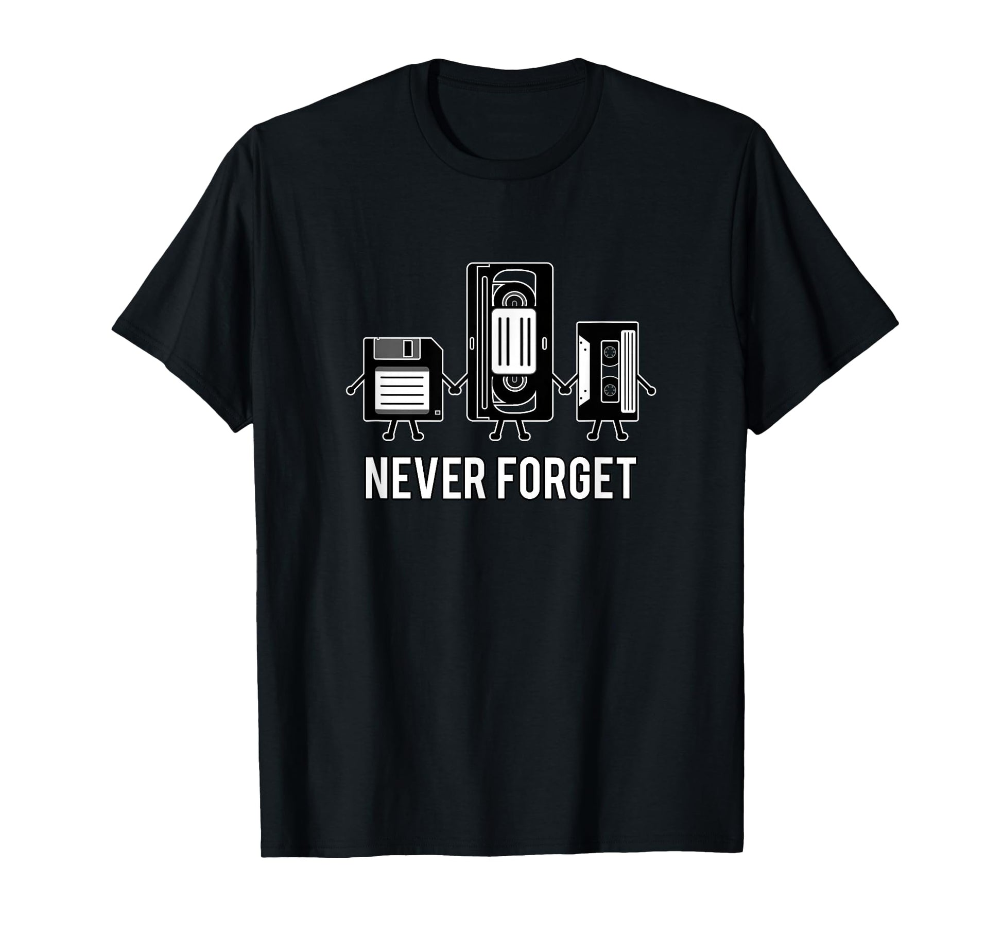 Never Forget Media Floppy Disk Vhs T-Shirt - Unique Graphic Men Women - T-Shirt, Sweatshirt, Hoodie