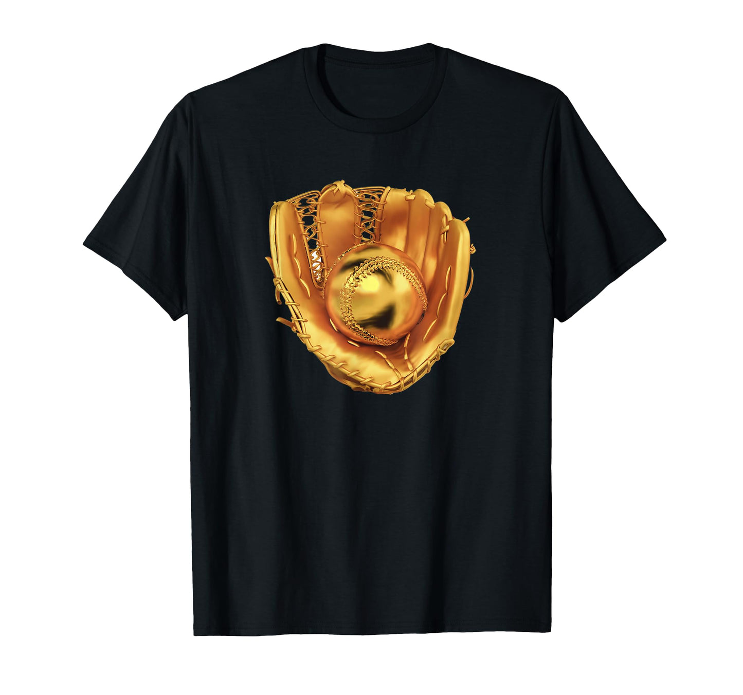 Gold Baseball Glove Ball Trophy Gold T-Shirt - Unique Graphic Men Women - T-Shirt, Sweatshirt, Hoodie