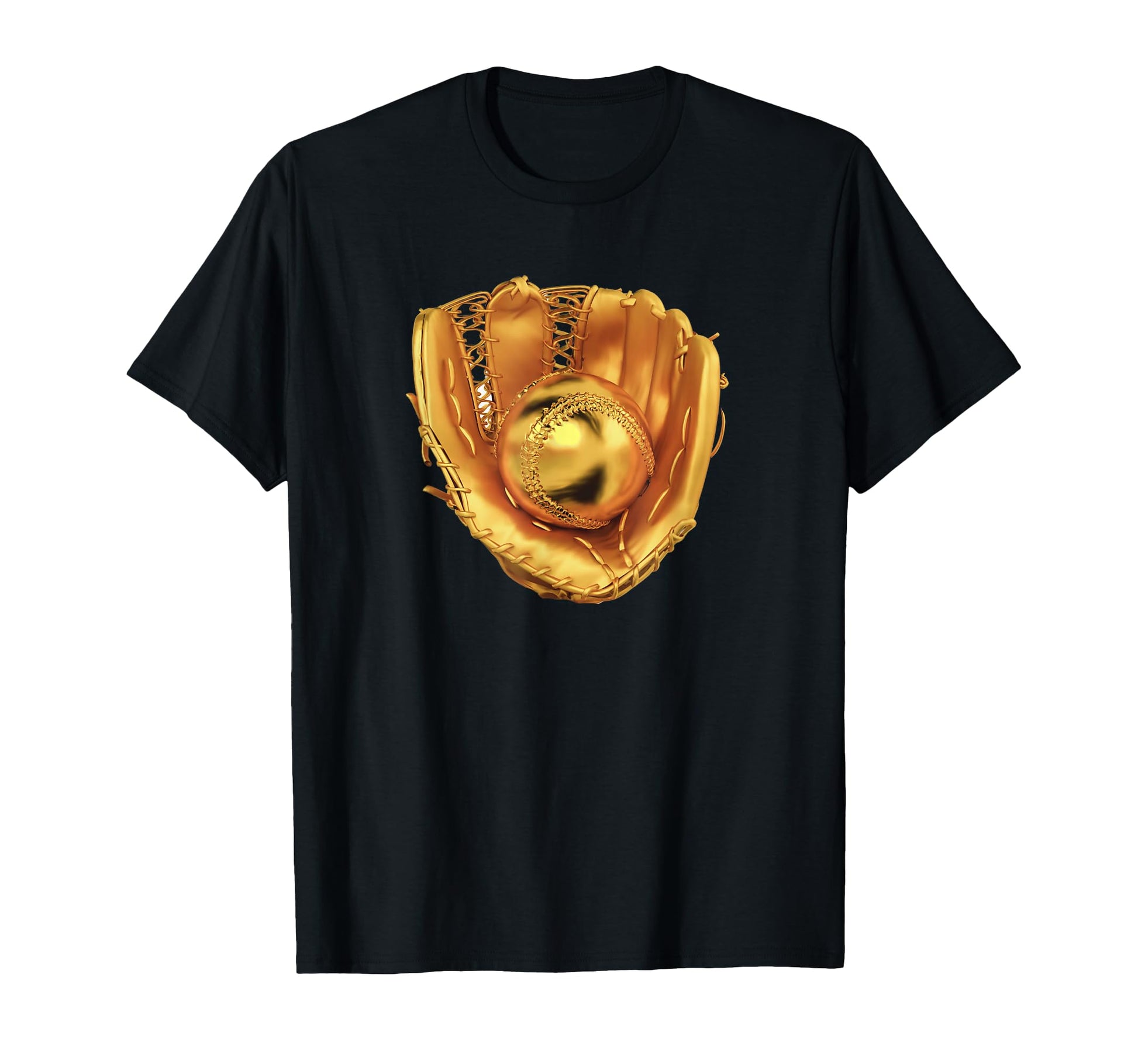 Gold Baseball Glove Ball Trophy Gold T-Shirt - Unique Graphic Men Women - T-Shirt, Sweatshirt, Hoodie