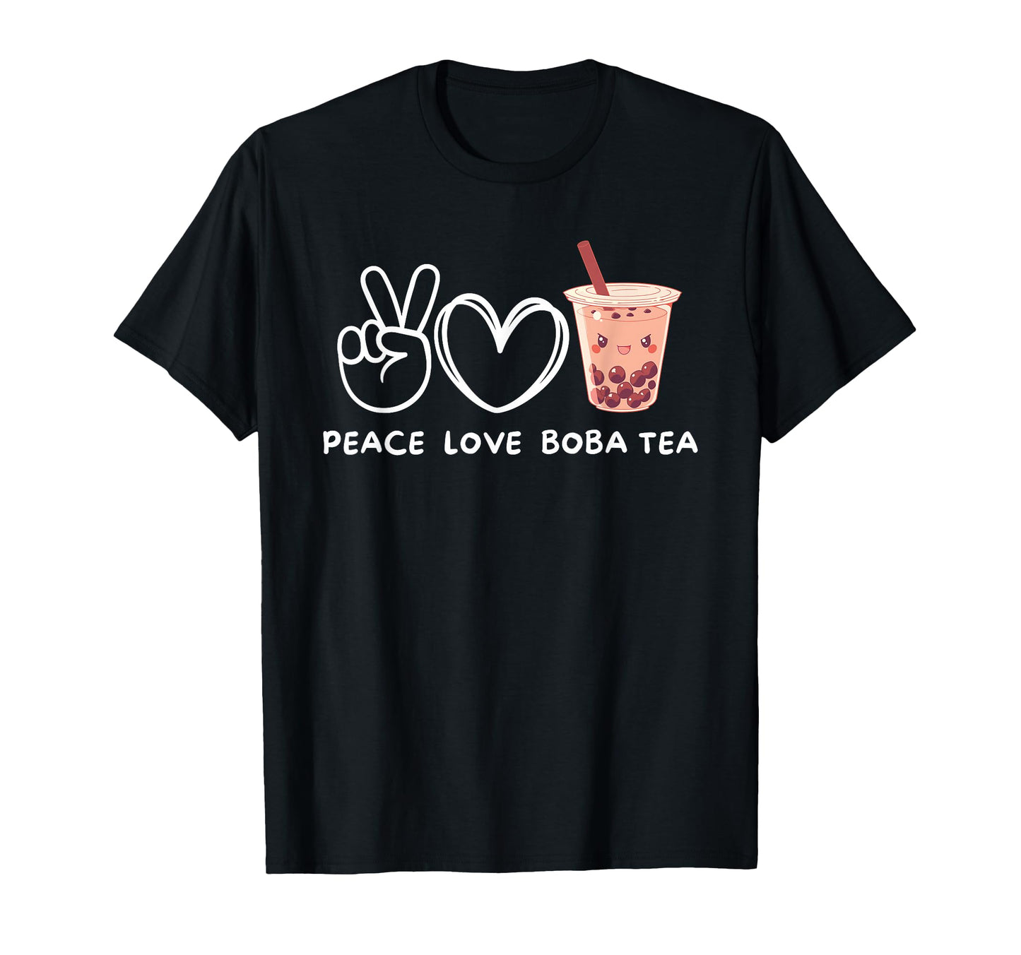 Peace Love Boba Tea Kawaii Boba Tea T-Shirt - Aesthetic Graphic Unisex - T-Shirt, Sweatshirt, Hoodie