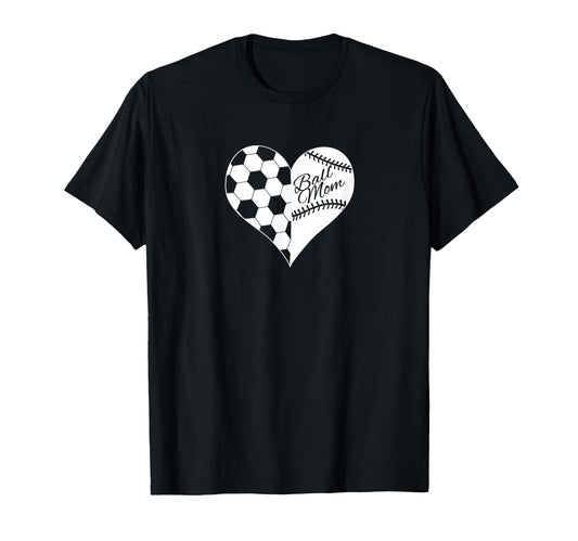 Baseball Laces Soccer Ball Pattern Heart T-Shirt - Custom Art Print Unisex - T-Shirt, Sweatshirt, Hoodie