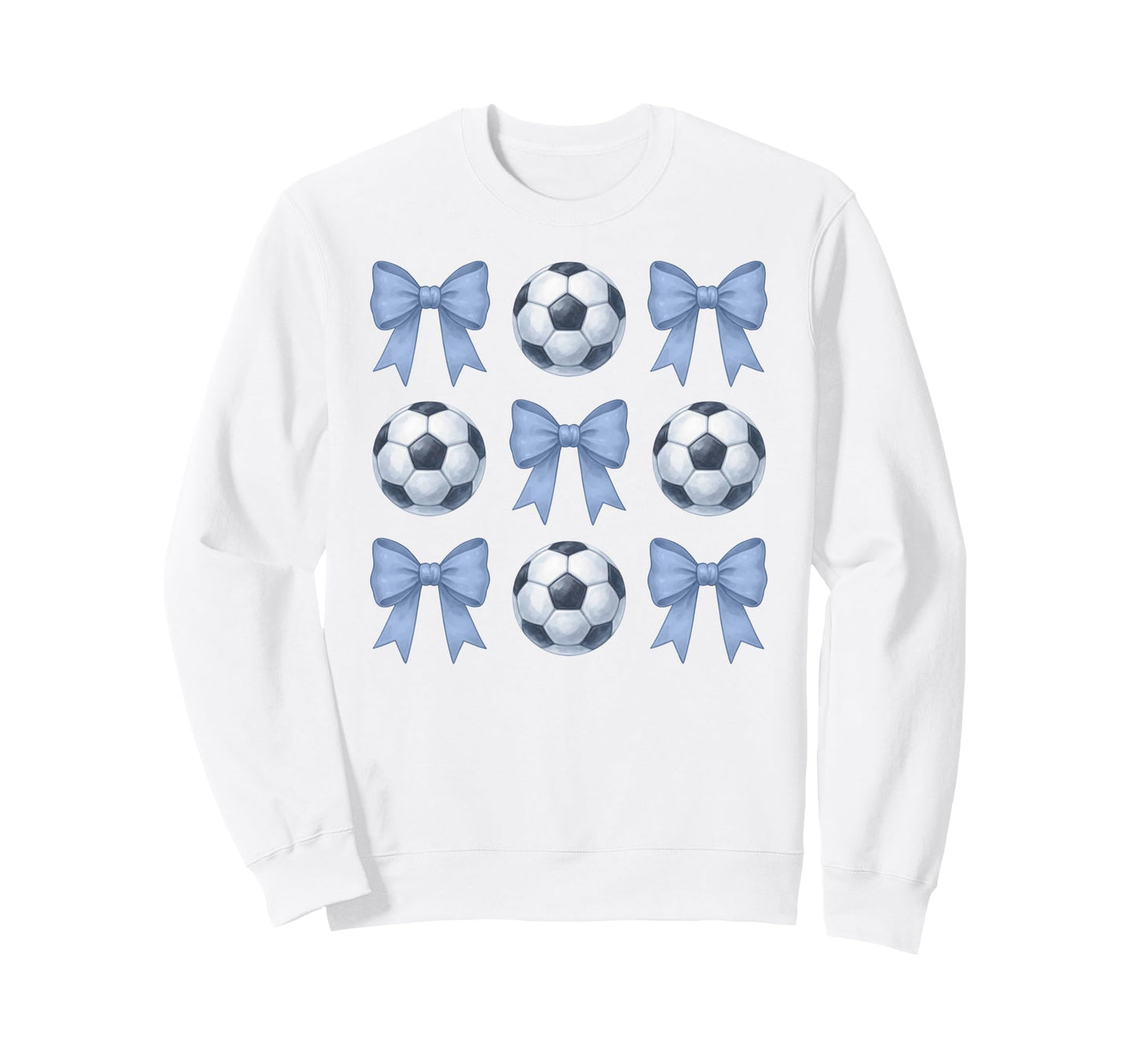 Soccer Coquette Toile Blue Bow Sweatshirt - Minimalist Print Men Women - T-Shirt, Sweatshirt, Hoodie