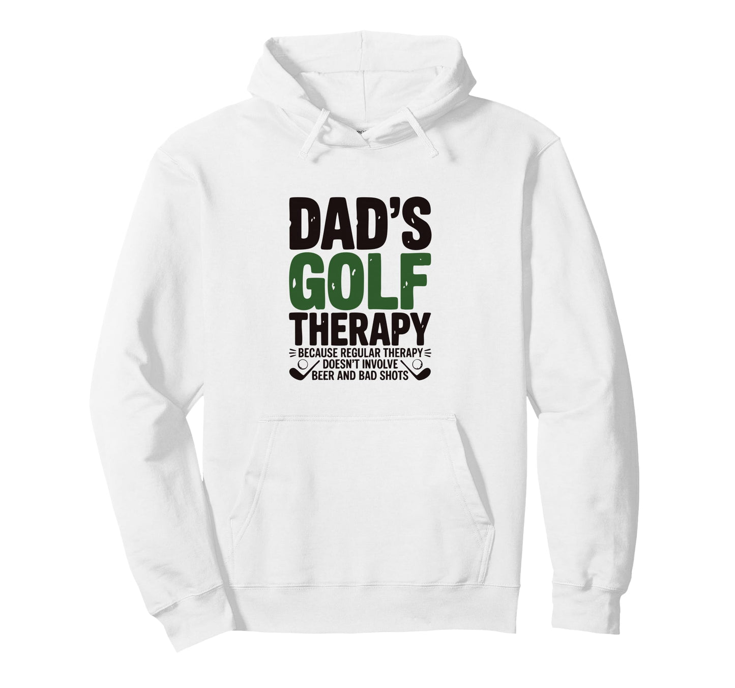 Dads Golf Therapy Beer Bad Shots Funny Hoodie - Fun Novelty Design Unisex - T-Shirt, Sweatshirt, Hoodie
