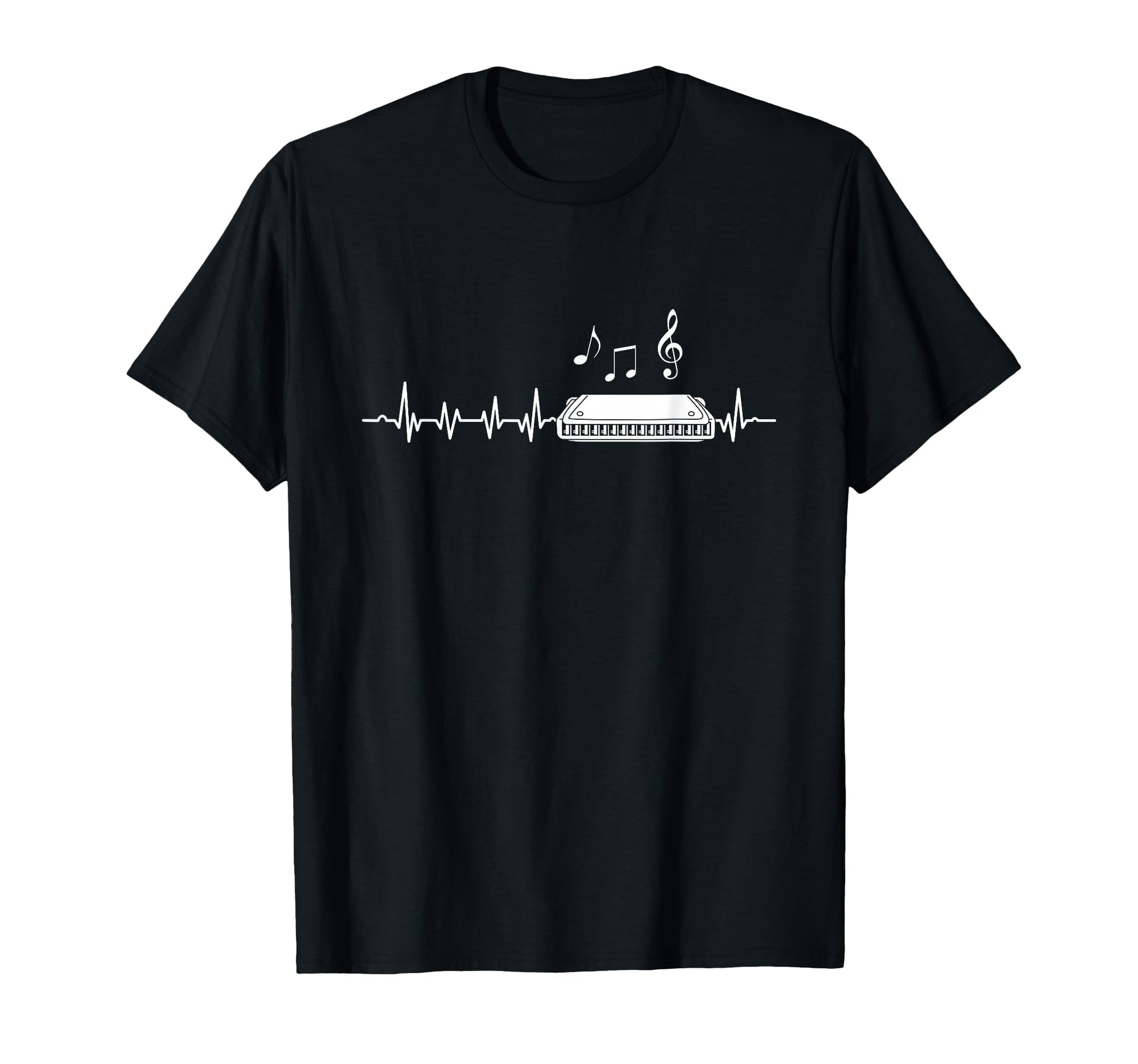 Harmonica Heartbeat Musician Blues T-Shirt - Aesthetic Graphic for Adults - T-Shirt, Sweatshirt, Hoodie