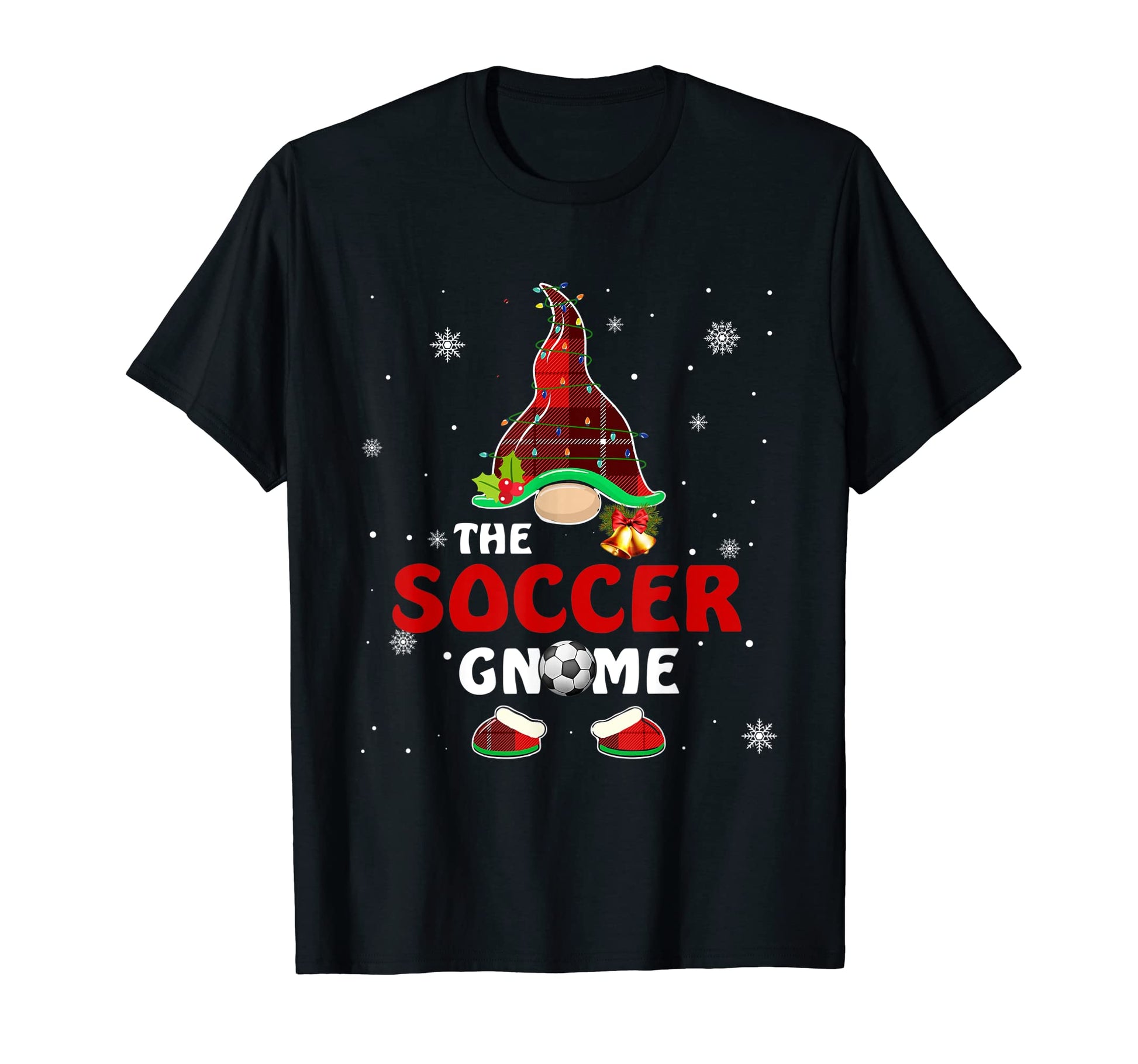 Soccer Gnome Buffalo Plaid Funny Family T-Shirt - Trendy Graphic Unisex - T-Shirt, Sweatshirt, Hoodie