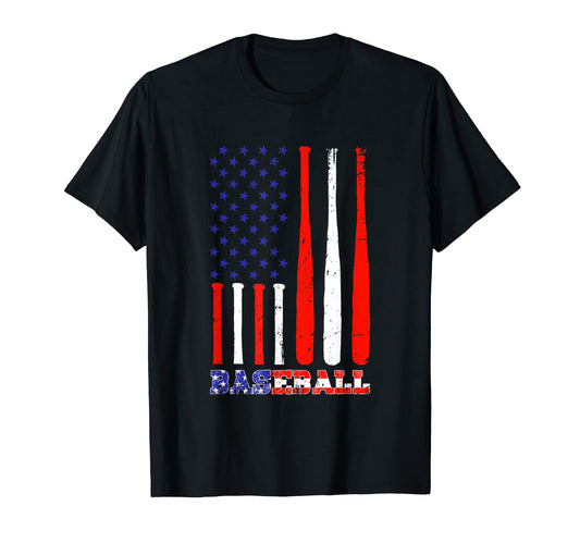 Baseball American Flag Baseball T-Shirt - Aesthetic Graphic Men Women - T-Shirt, Sweatshirt, Hoodie