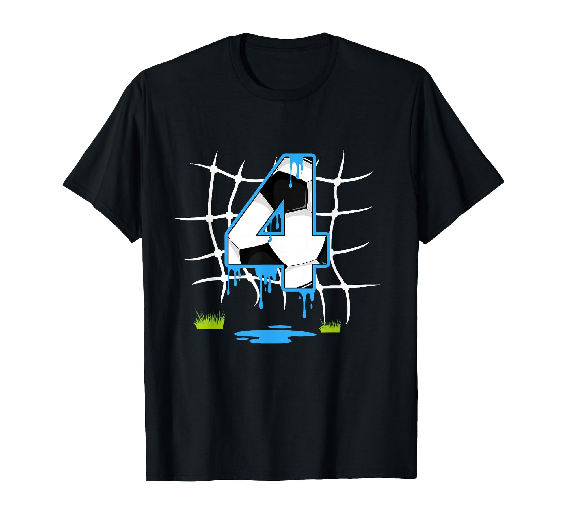 Soccer 4 Year Old Birthday Drip 4Th T-Shirt - Graphic Print Unisex - T-Shirt, Sweatshirt, Hoodie