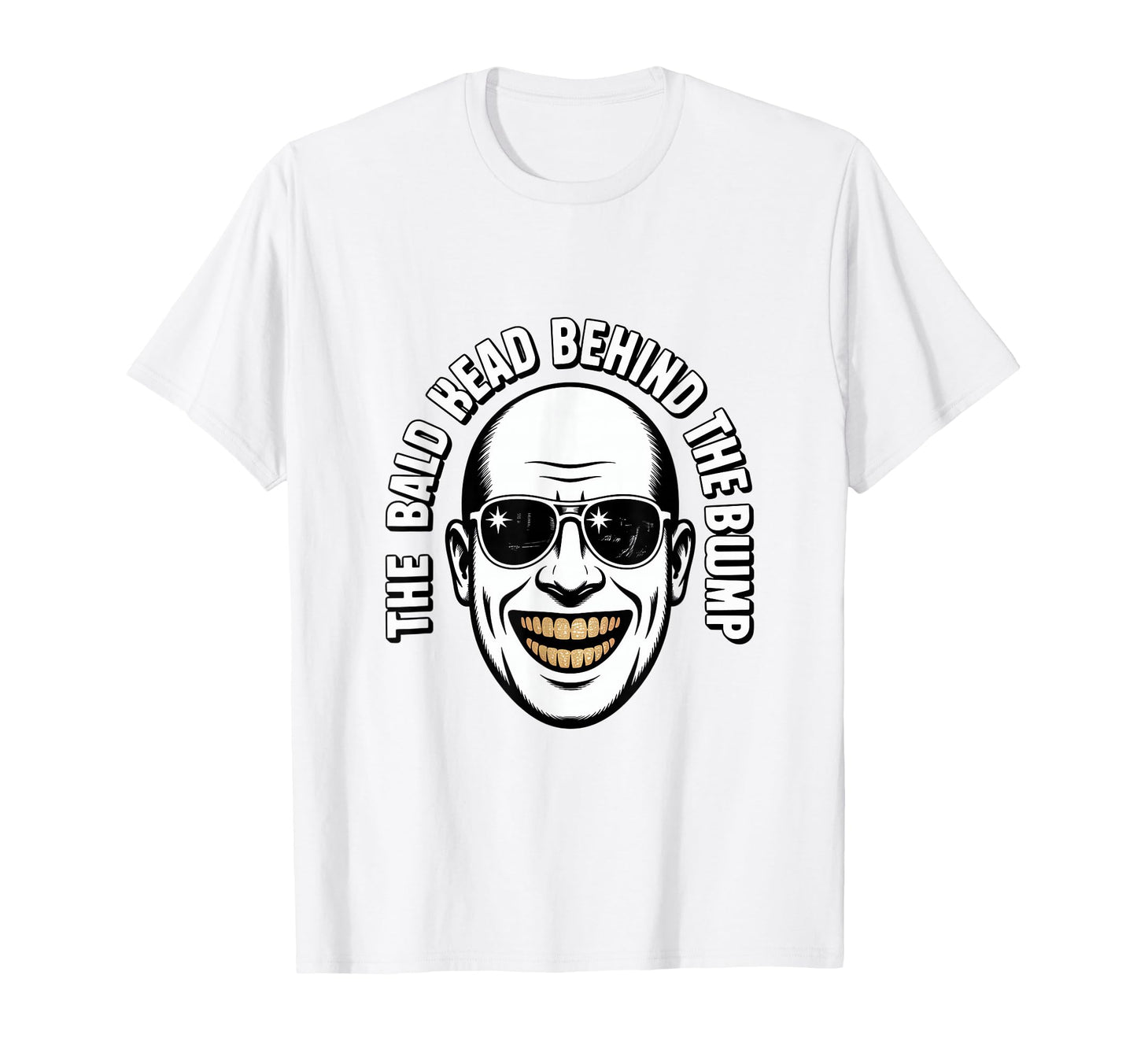 Funny Bald Head Behind Bump Dad To Be T-Shirt - Graphic Print Unisex - T-Shirt, Sweatshirt, Hoodie