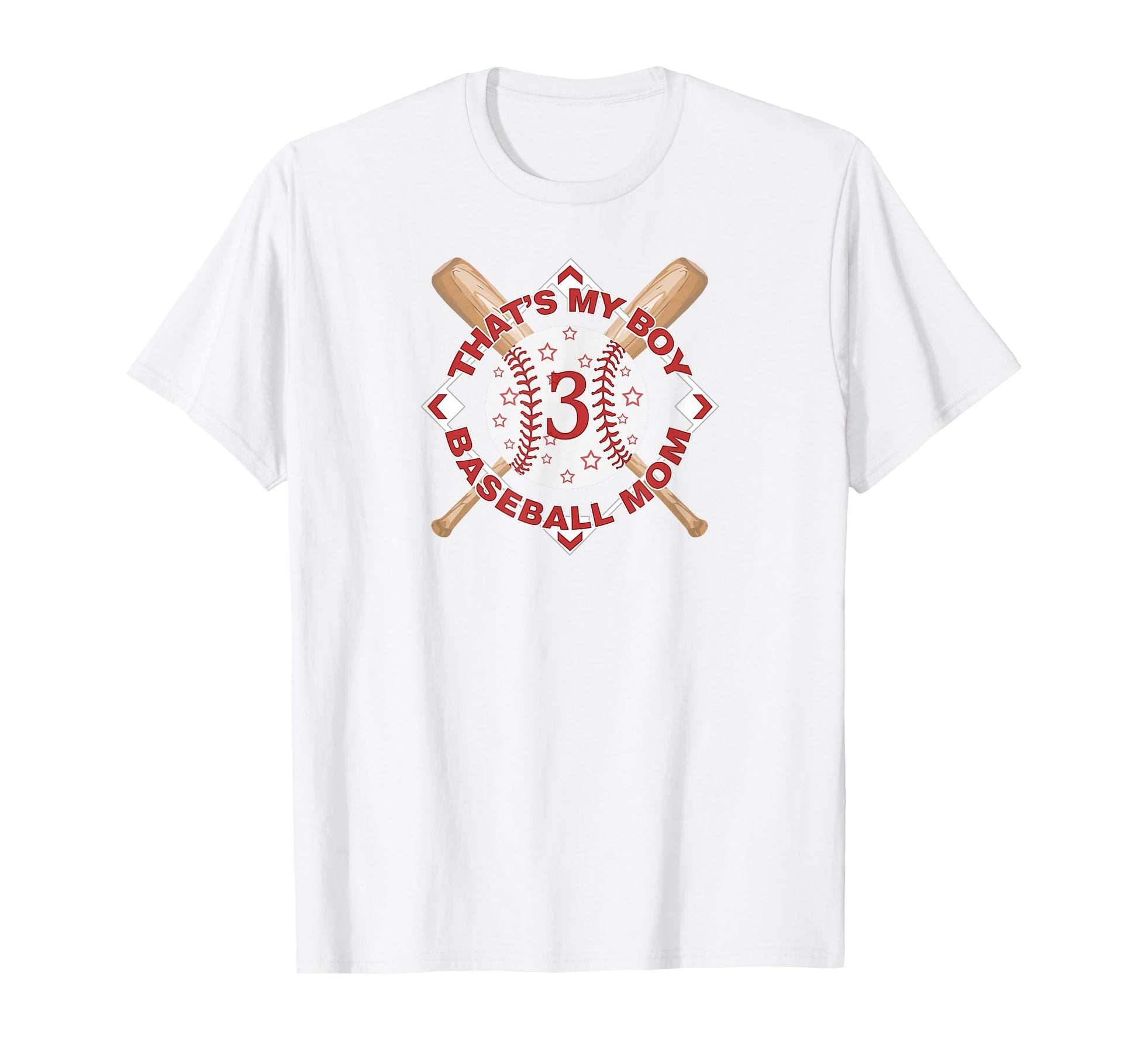Thats My 3 Baseball Mom Love Heart T-Shirt - Minimalist Print Unisex - T-Shirt, Sweatshirt, Hoodie