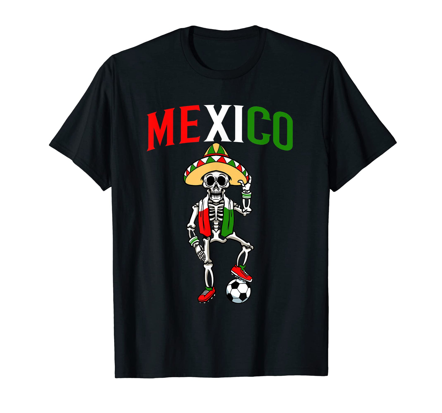 Mexican Soccer Player Sombrero Skeleton T-Shirt - Minimalist Print Unisex - T-Shirt, Sweatshirt, Hoodie