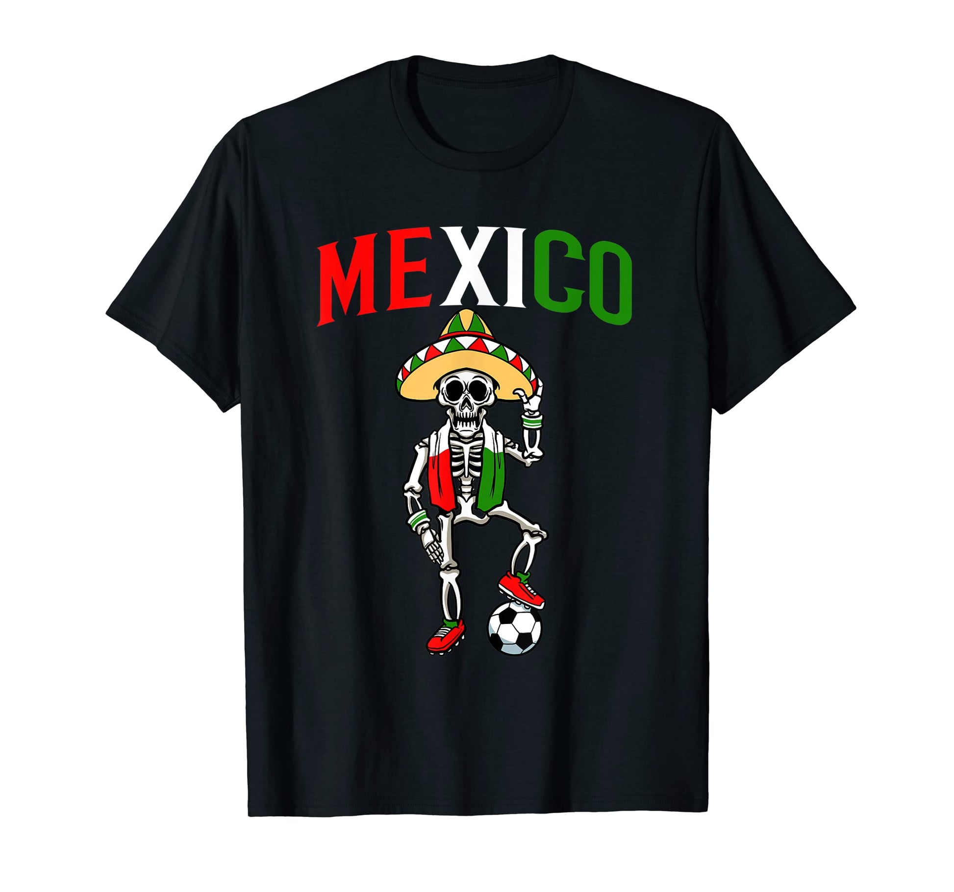 Mexican Soccer Player Sombrero Skeleton T-Shirt - Minimalist Print Unisex - T-Shirt, Sweatshirt, Hoodie