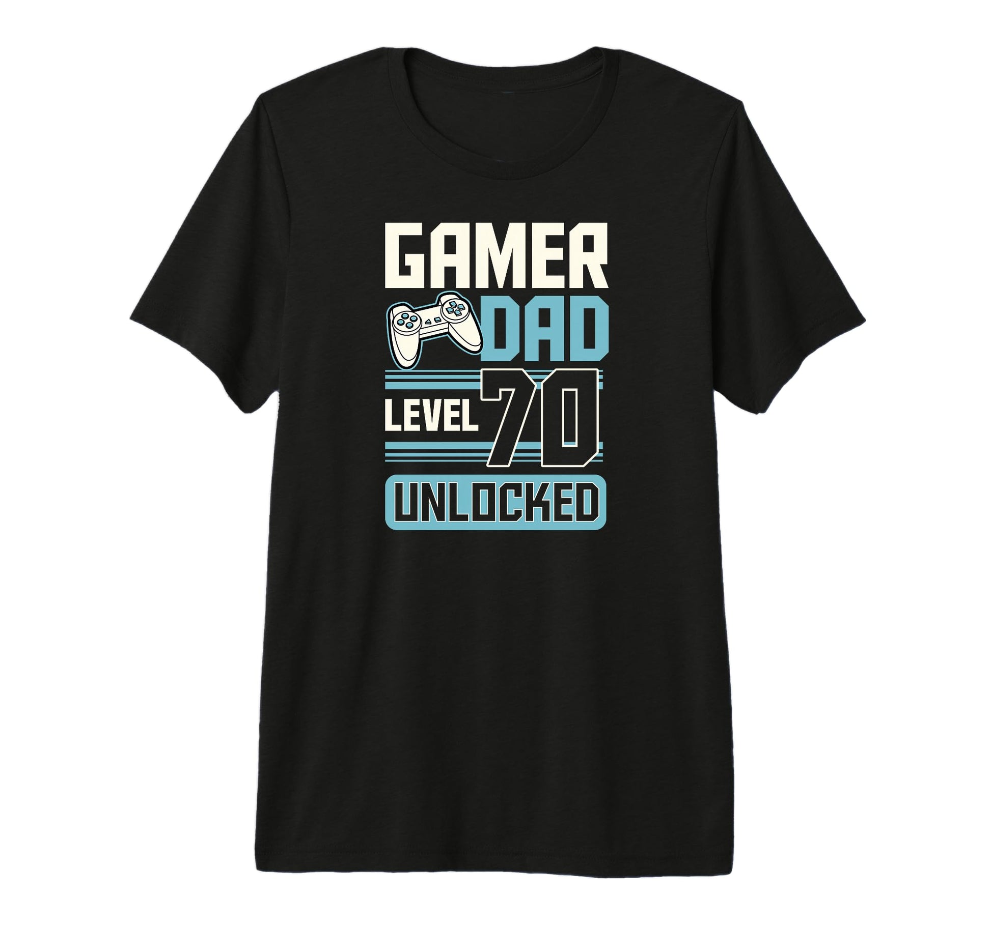 Mens Gamer Dad Level 70 Unlocked T-Shirt - Minimalist Print for Adults - T-Shirt, Sweatshirt, Hoodie