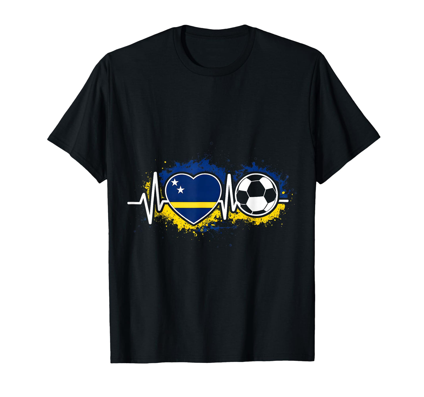 Heartbeat Curacao Flag Soccer Fan T-Shirt - Streetwear Style Men Women - T-Shirt, Sweatshirt, Hoodie