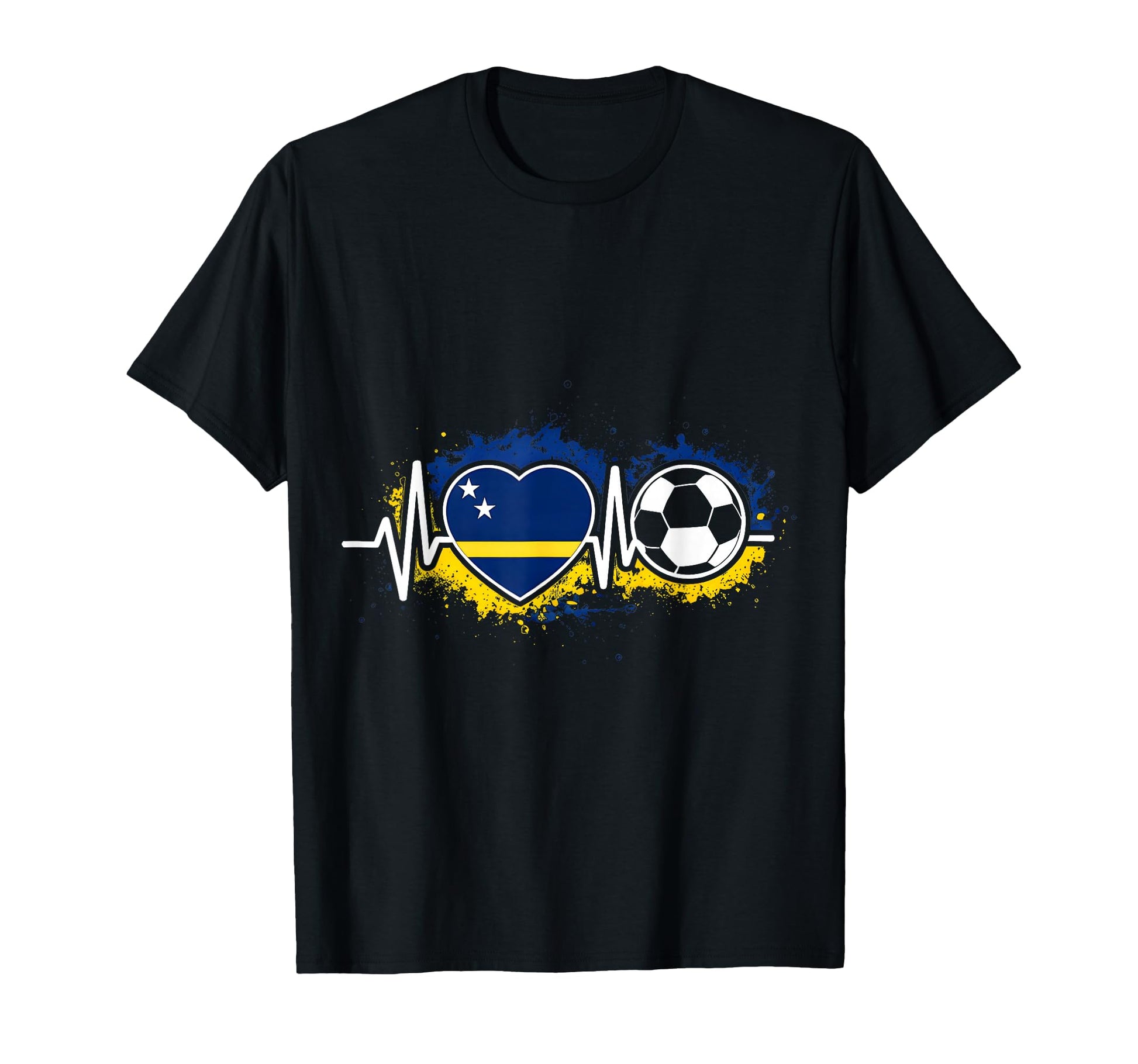 Heartbeat Curacao Flag Soccer Fan T-Shirt - Streetwear Style Men Women - T-Shirt, Sweatshirt, Hoodie