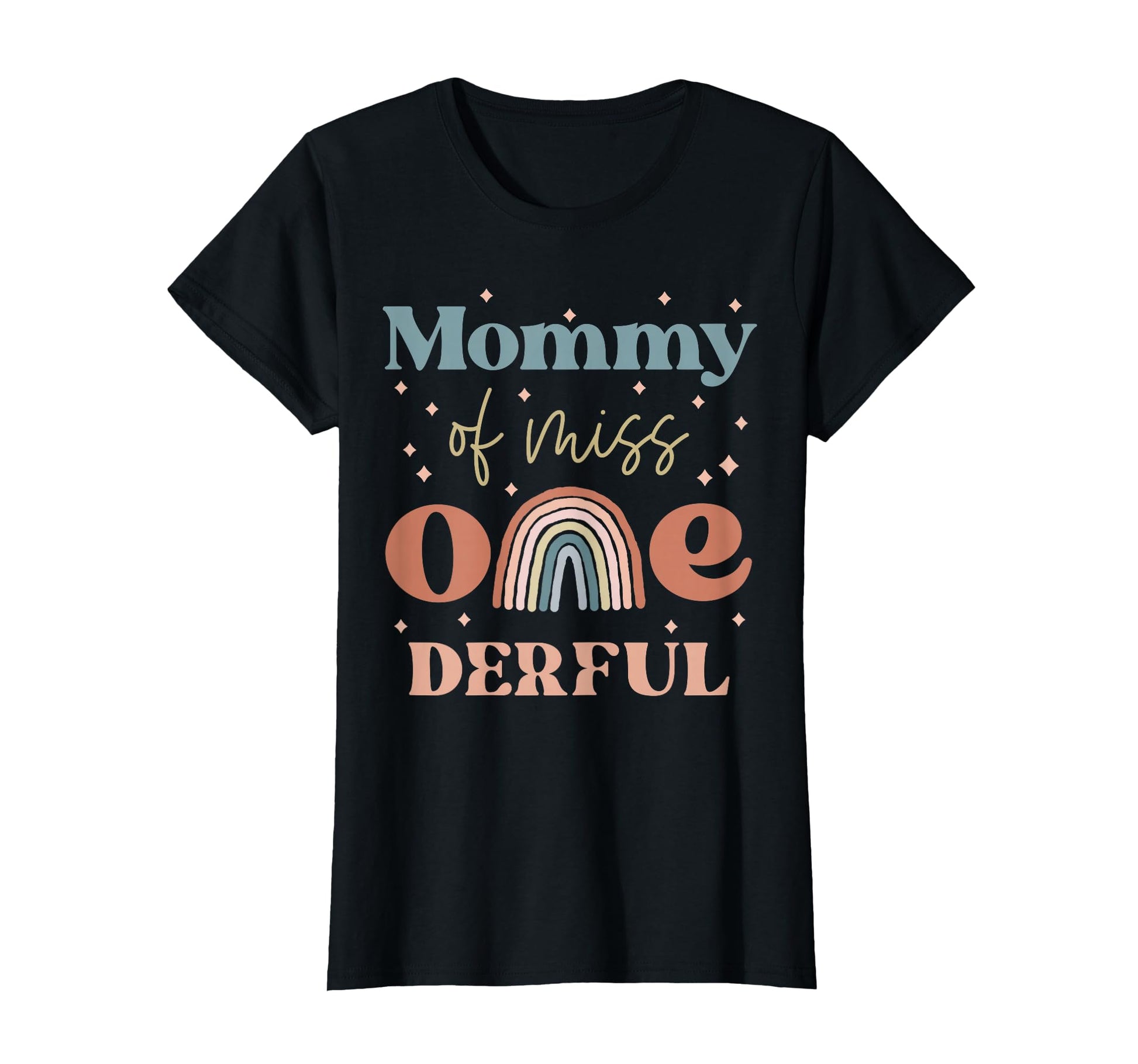 Mommy Miss Onederful Boho Rainbow T-Shirt - Minimalist Print Men Women - T-Shirt, Sweatshirt, Hoodie